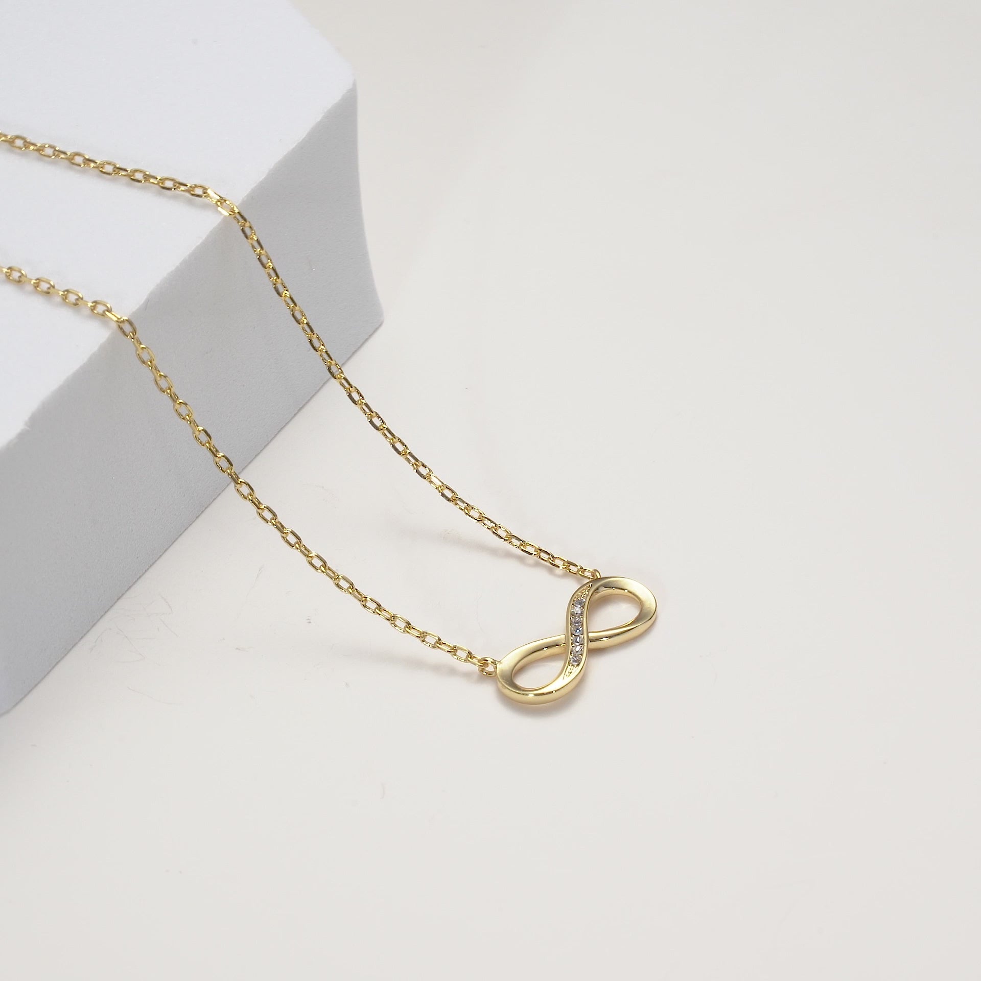 Gold Plated Infinity Pendant Necklace Created with Zircondia® Crystals Video