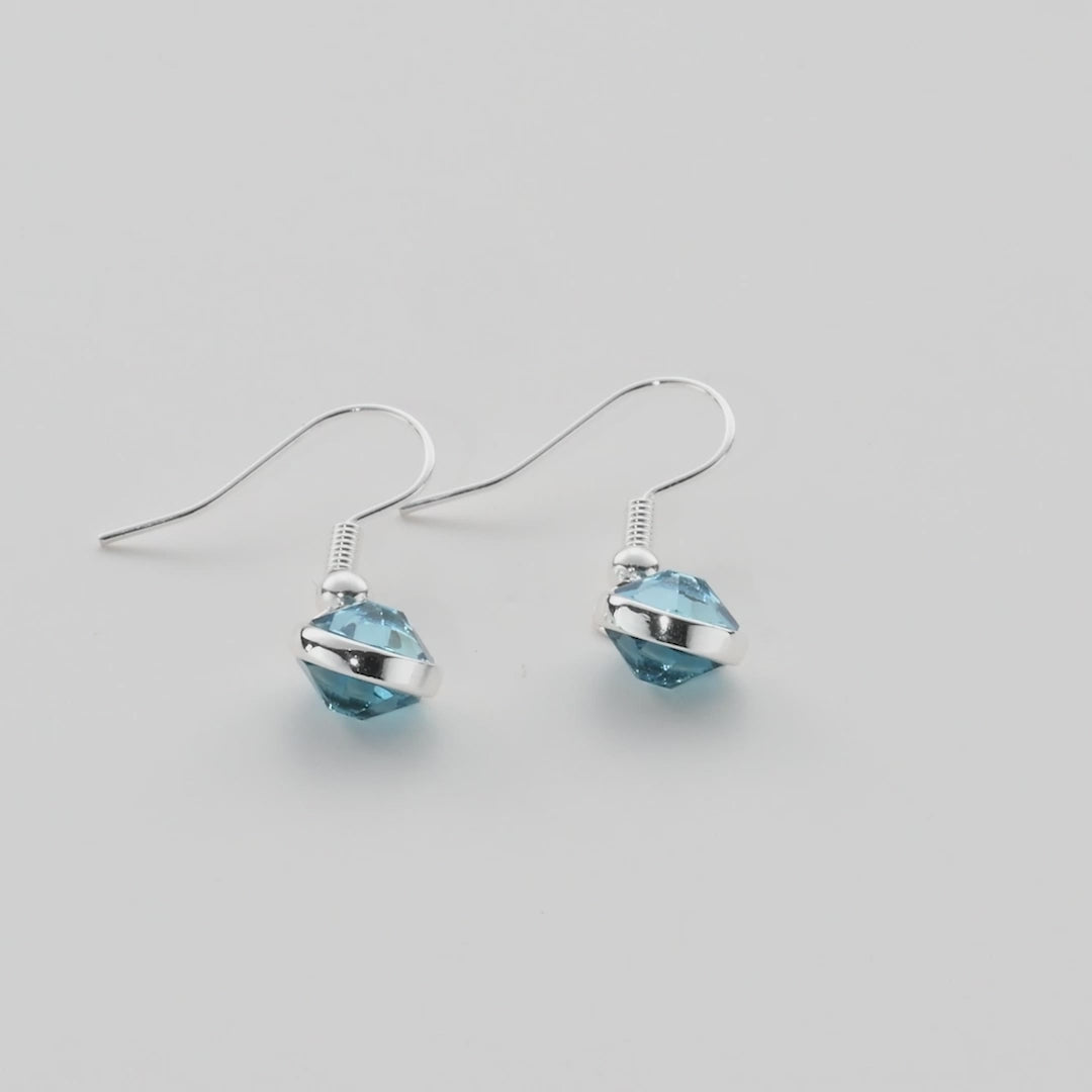 March Birthstone Drop Earrings Created with Aquamarine Zircondia® Crystals Video