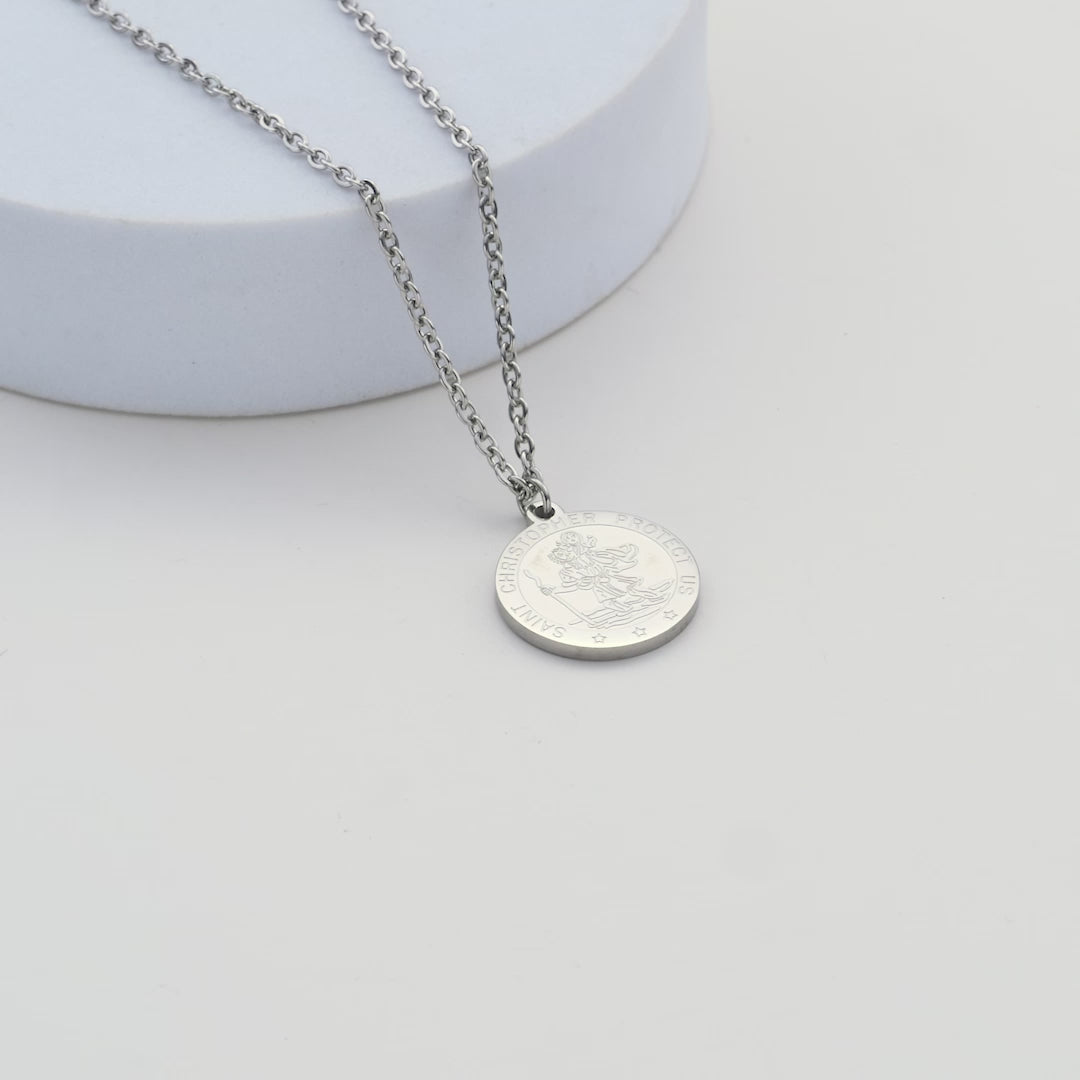 Men's Stainless Steel St Christopher Necklace Video