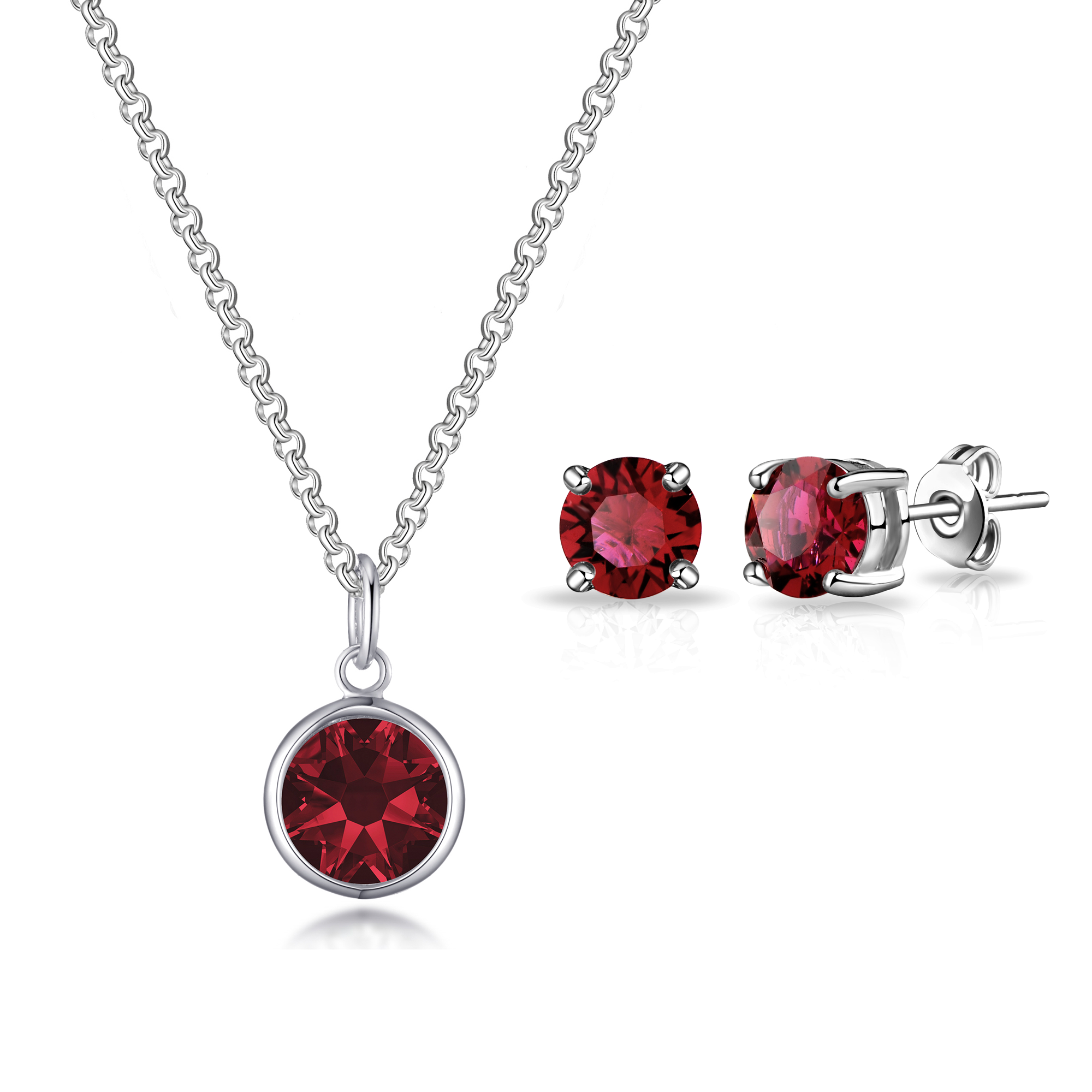 January (Garnet) Birthstone Necklace & Earrings Set Created with Zircondia® Crystals