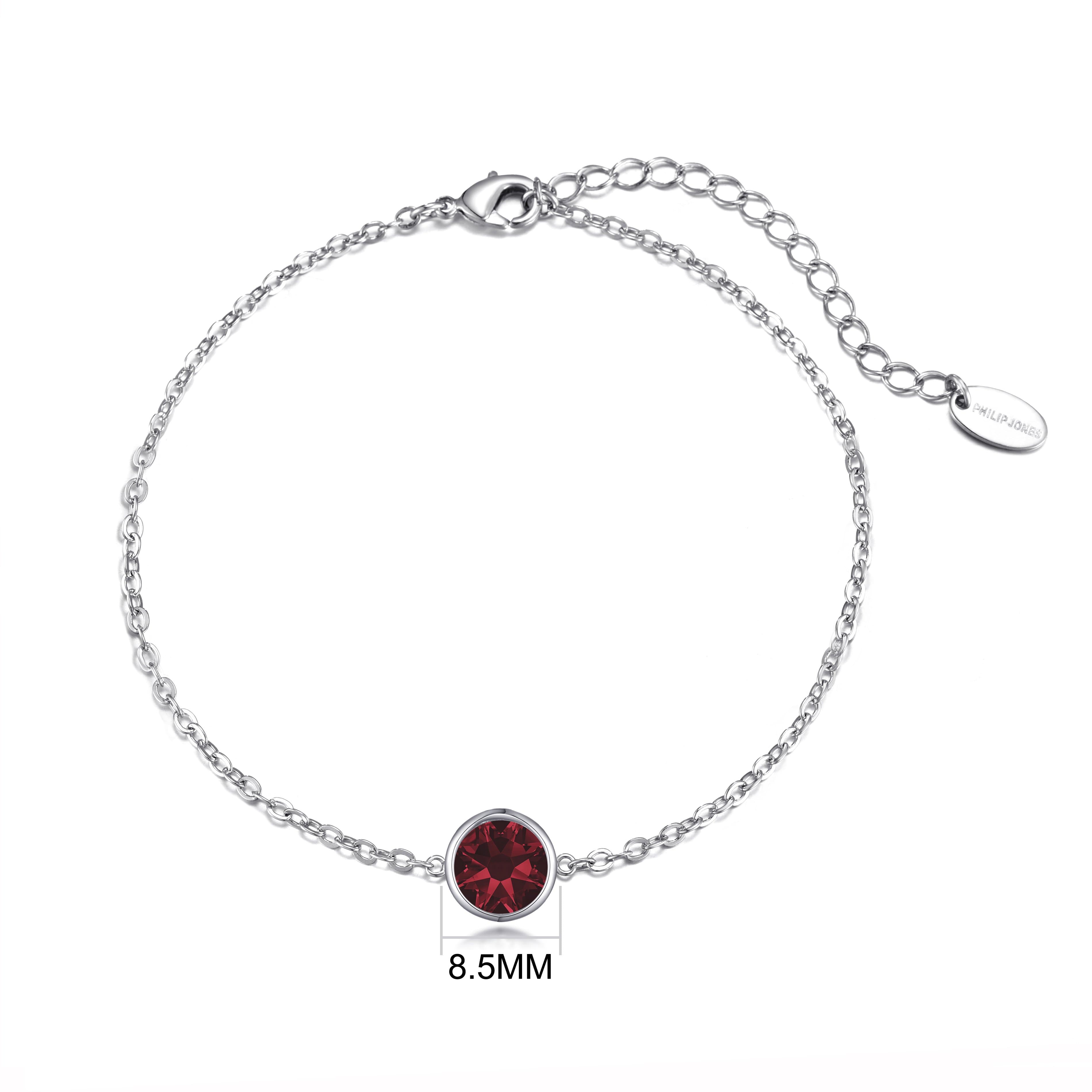 January (Garnet) Birthstone Anklet Created with Zircondia® Crystals