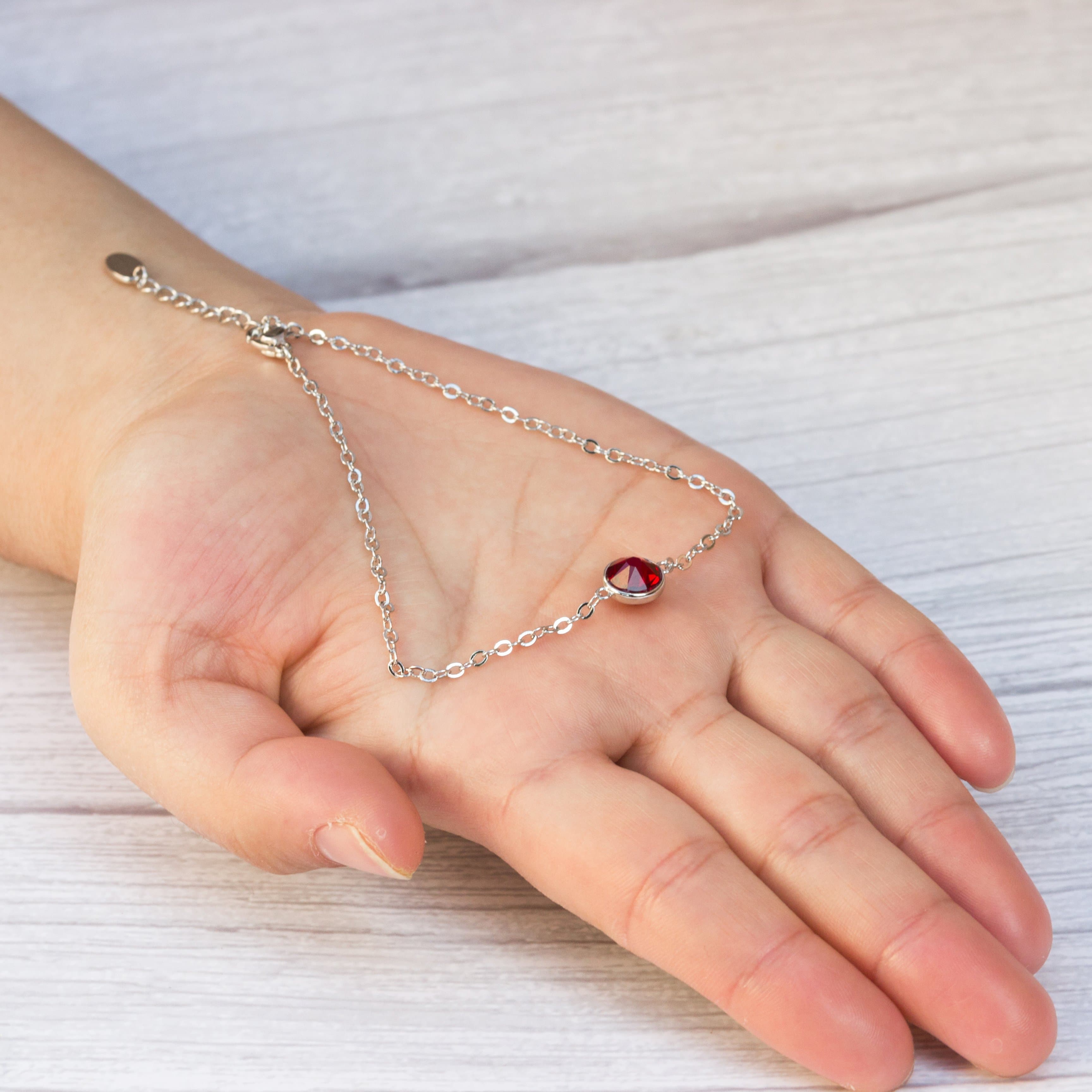 Dark Red Crystal Anklet Created with Zircondia® Crystals