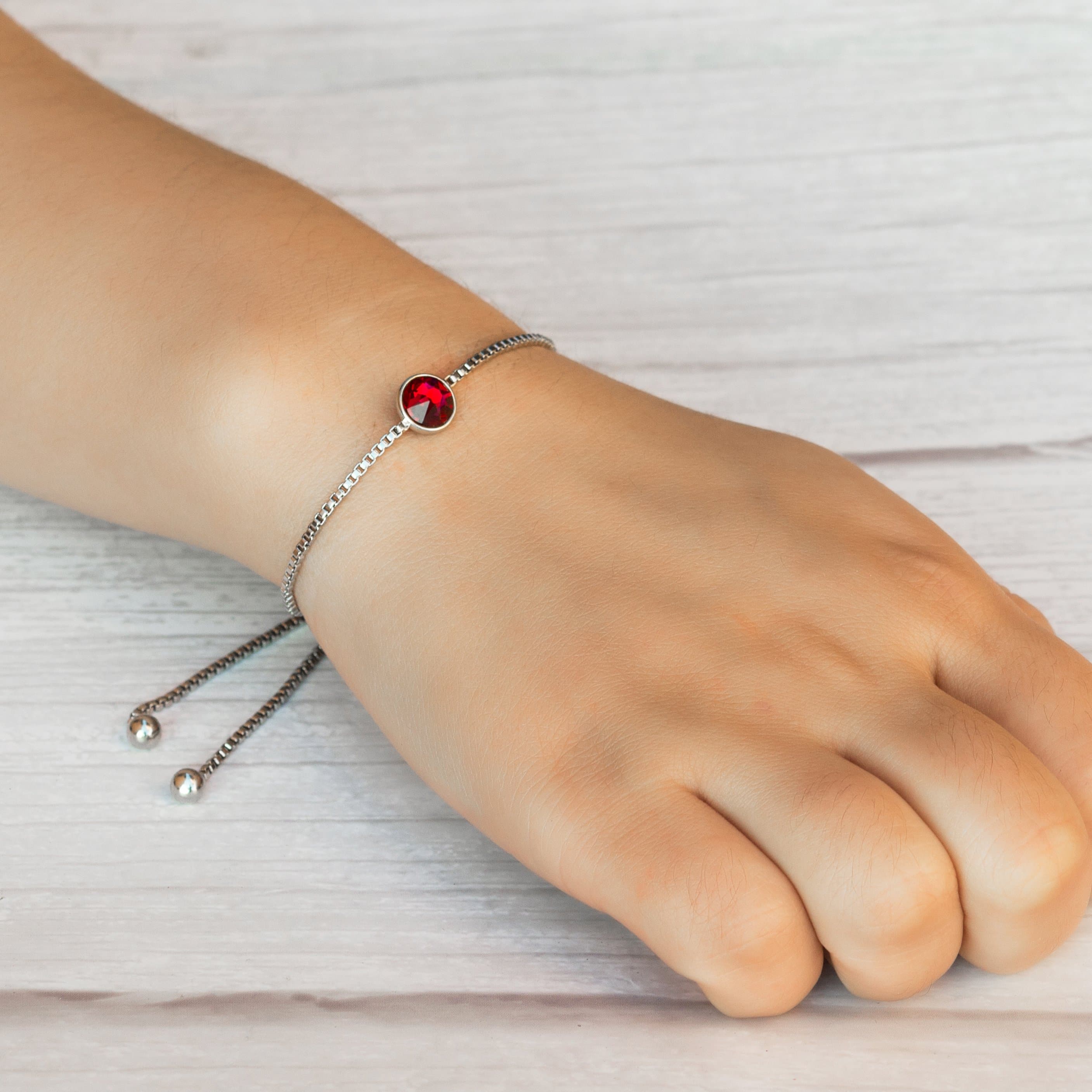 Dark Red Crystal Bracelet Created with Zircondia® Crystals