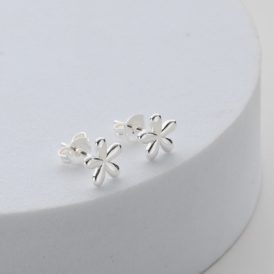 Silver Plated Flower Stud Earrings Video
