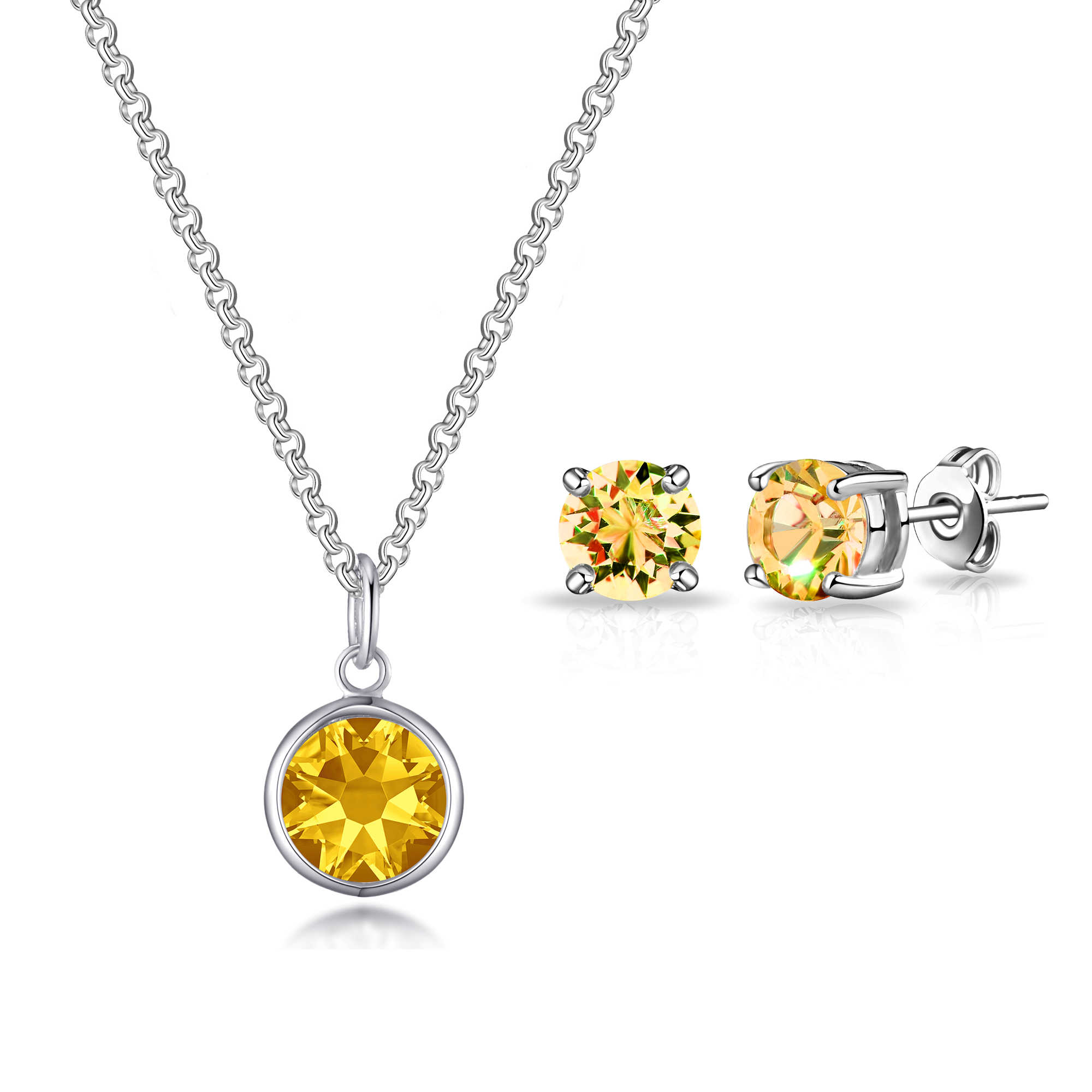 November (Topaz) Birthstone Necklace & Earrings Set Created with Zircondia® Crystals