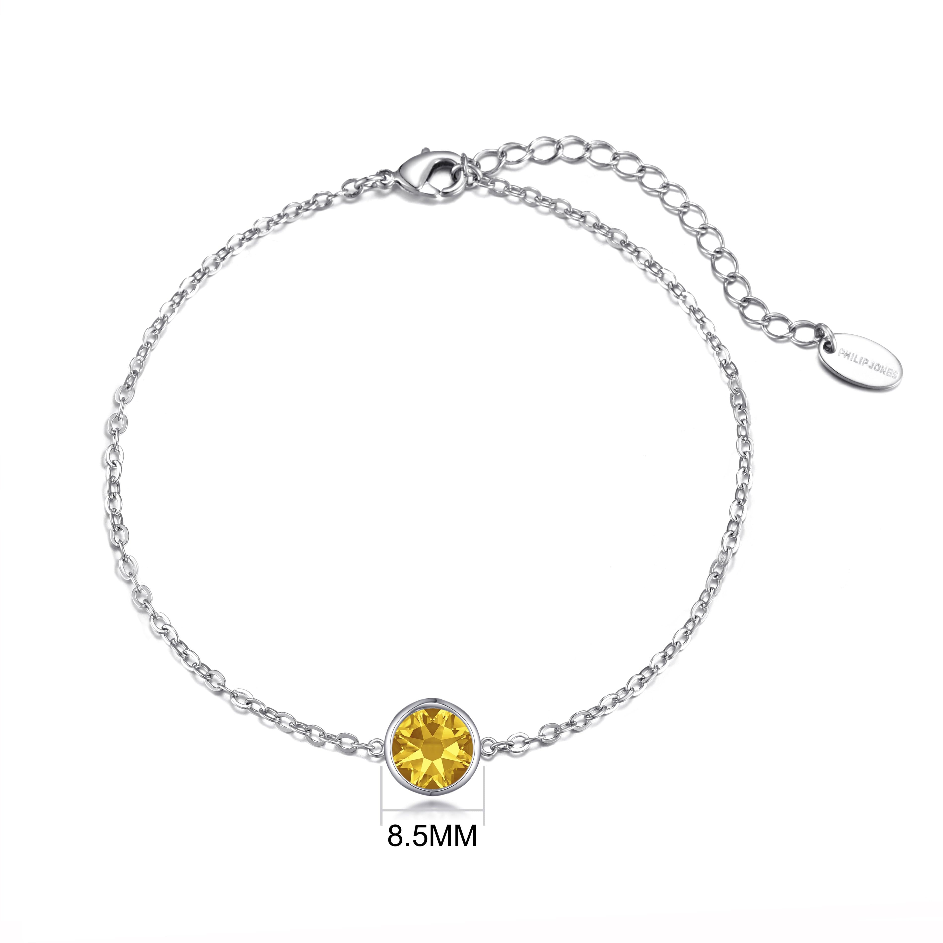 Yellow Crystal Anklet Created with Zircondia® Crystals