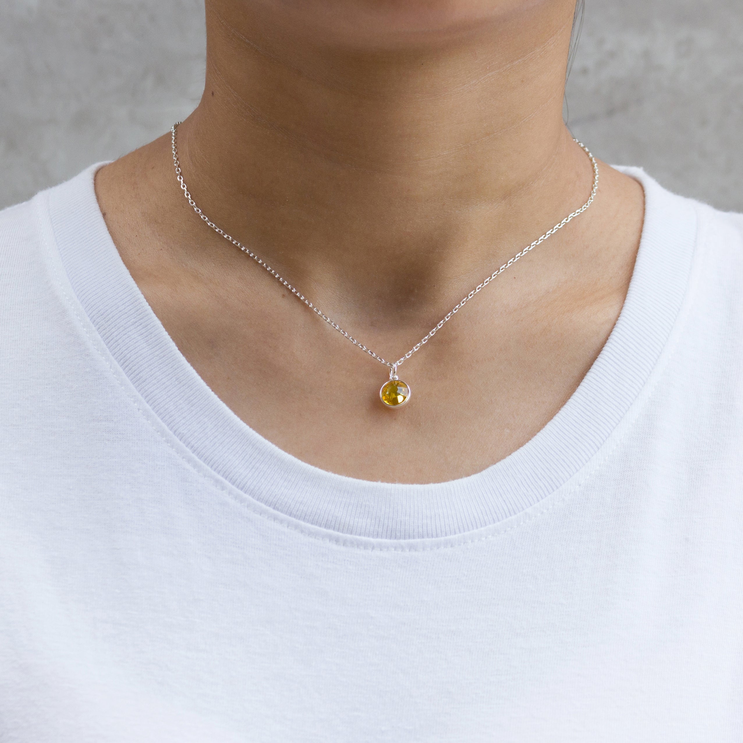 November (Topaz) Birthstone Necklace Created with Zircondia® Crystals