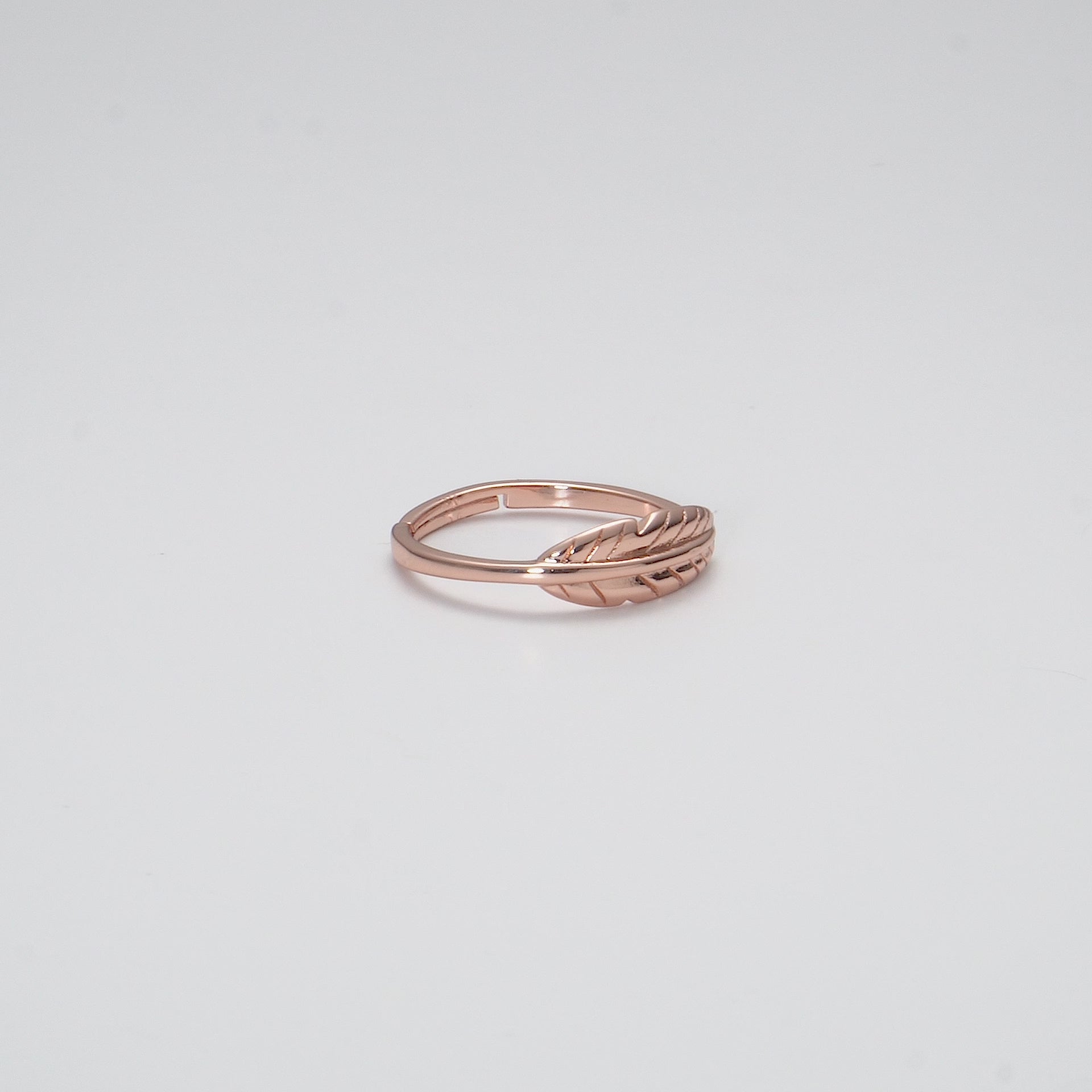 Rose Gold Plated Adjustable Feather Ring Video