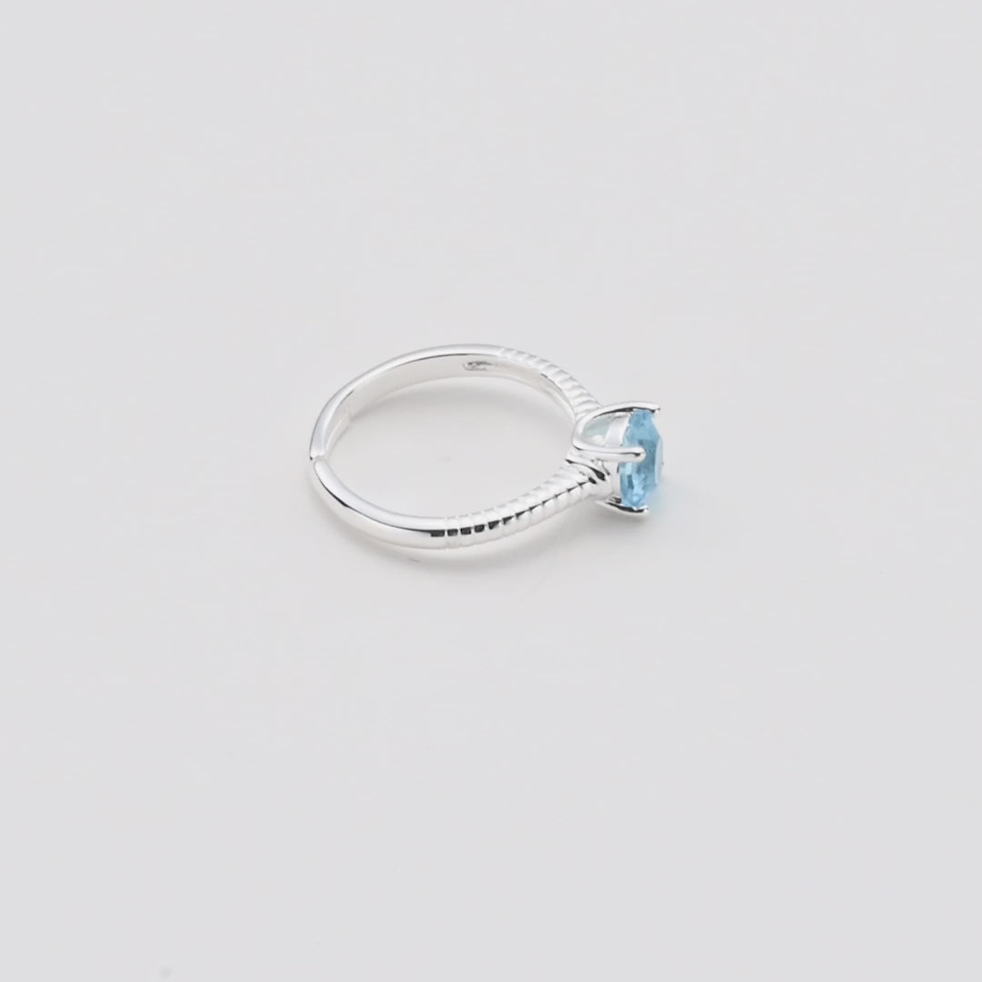 Light Blue Adjustable Crystal Ring Created with Zircondia® Crystals Video
