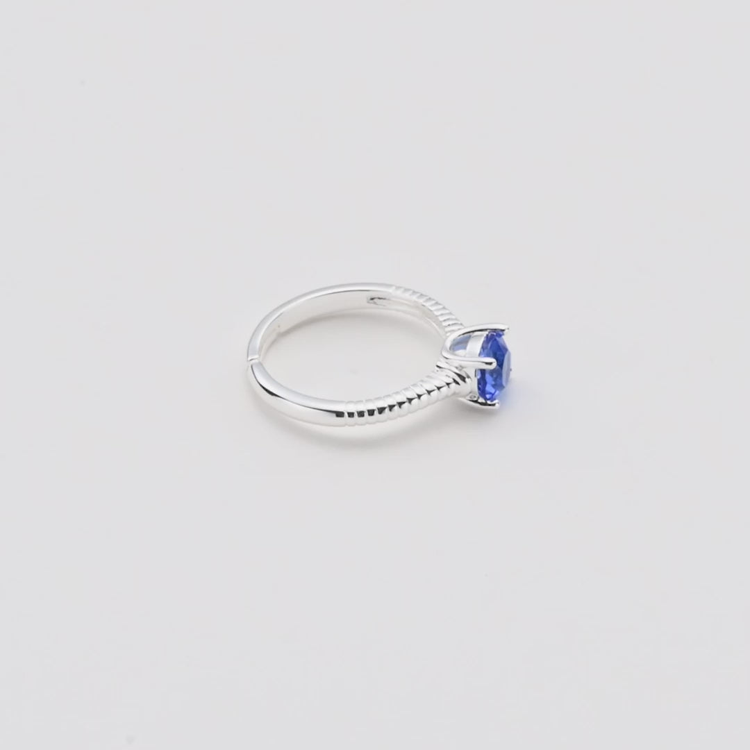 Dark Blue Adjustable Crystal Ring Created with Zircondia® Crystals Video