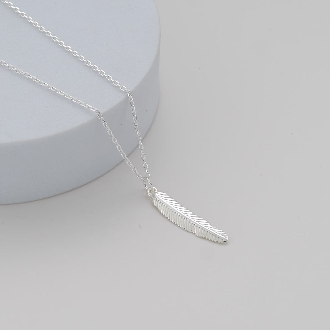 Silver Plated Feather Necklace