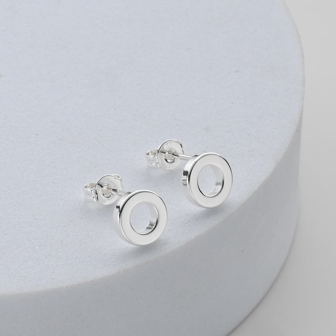 Silver Plated Circle Stud Earrings