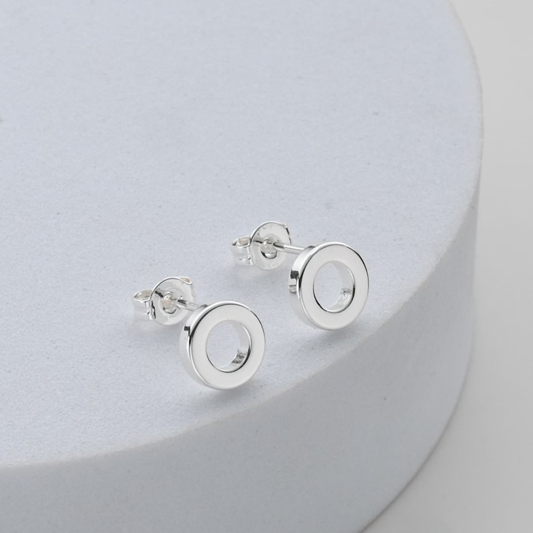 Silver Plated Circle Stud Earrings Video