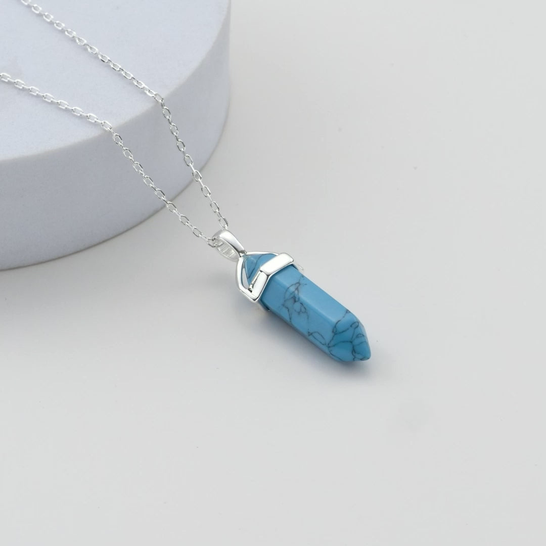 Synthetic Turquoise Genuine Gemstone Necklace Video