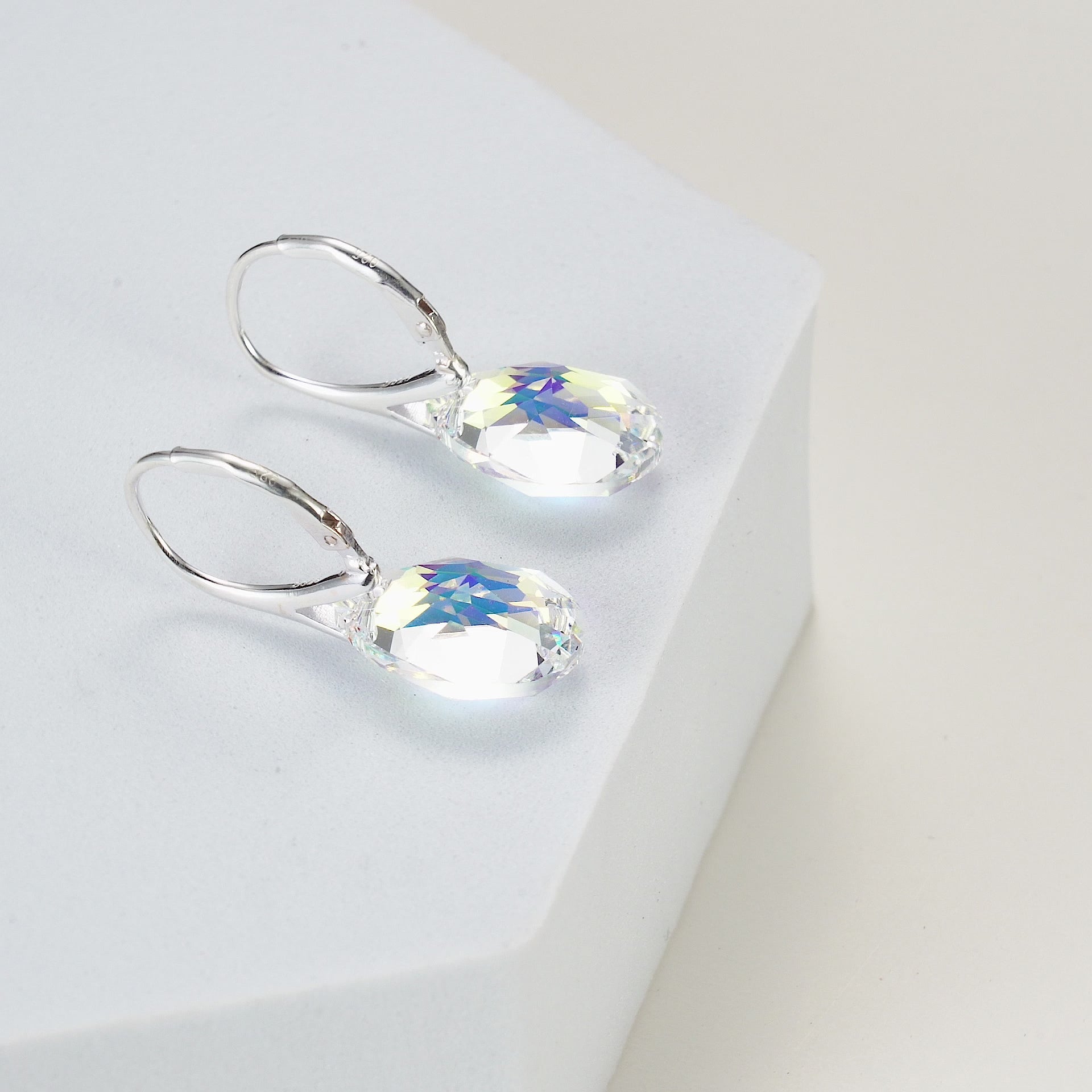 Sterling Silver Aurora Borealis Drop Earrings Created with Zircondia® Crystals Video
