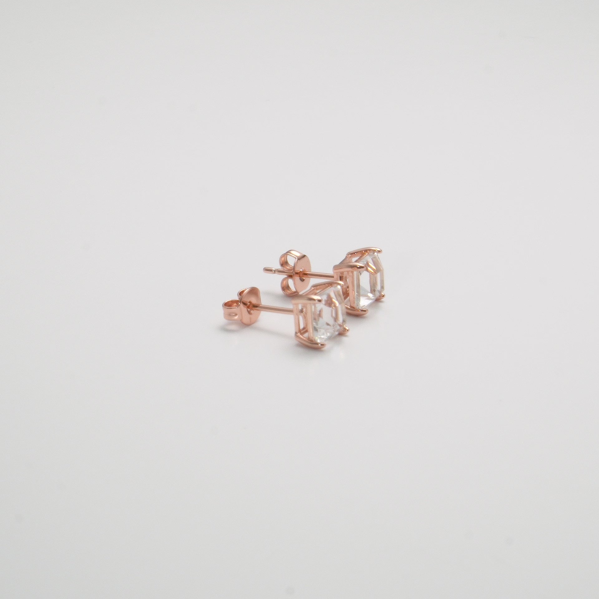 Rose Gold Plated Square Earrings Created with Zircondia® Crystals Video