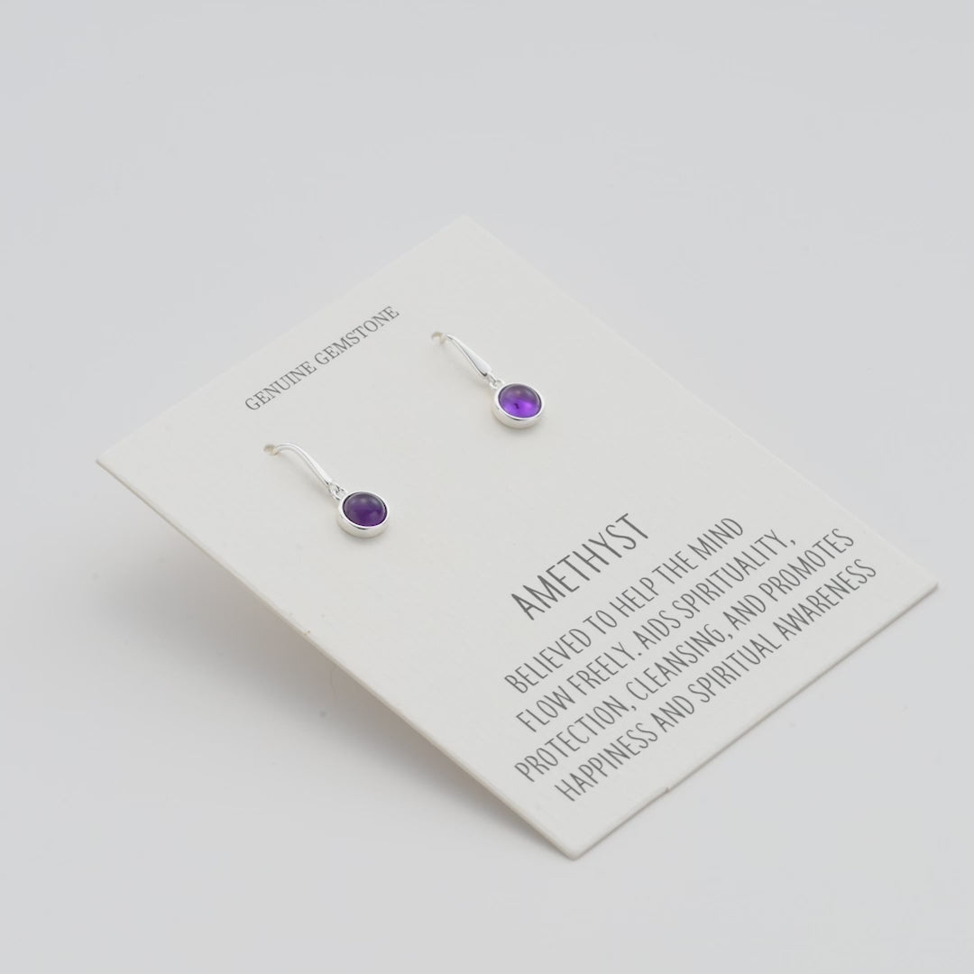 Amethyst Drop Earrings with Quote Card