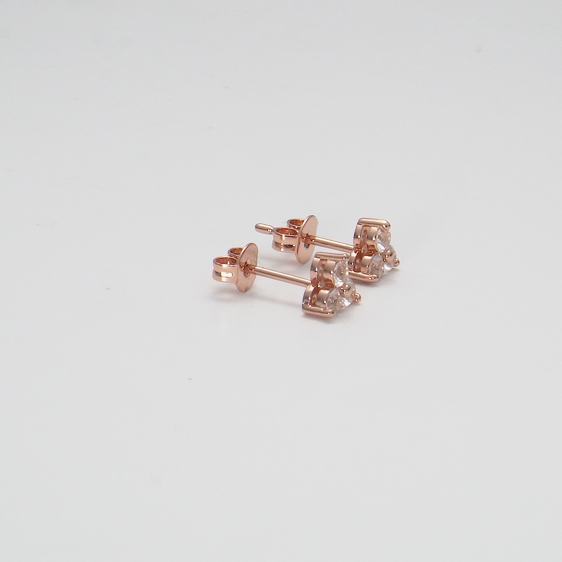 Rose Gold Plated Three Stone Earrings Created with Zircondia® Crystals Video