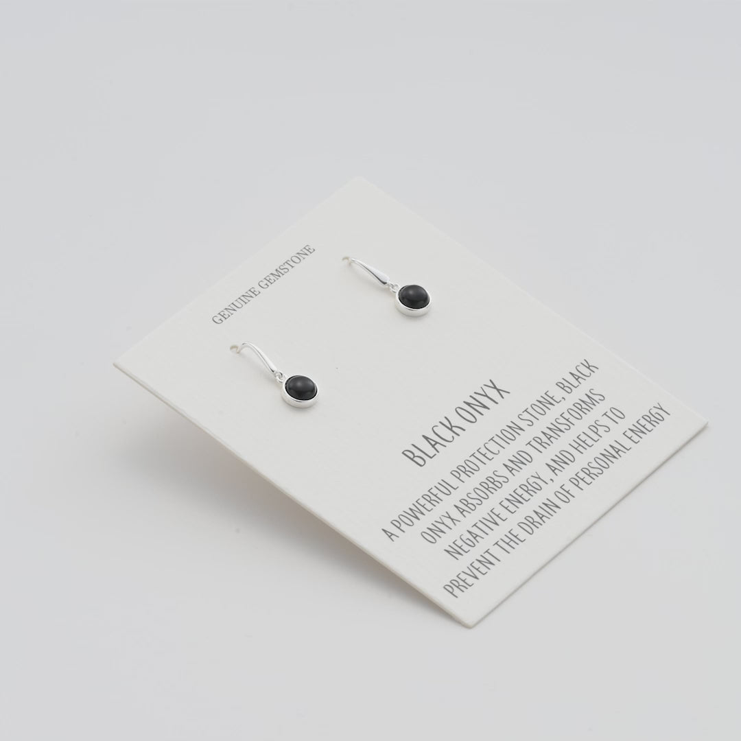 Black Onyx Drop Earrings with Quote Card Video