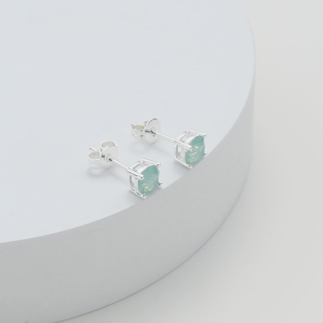 Pacific Green Opal Earrings Created with Zircondia® Crystals Video