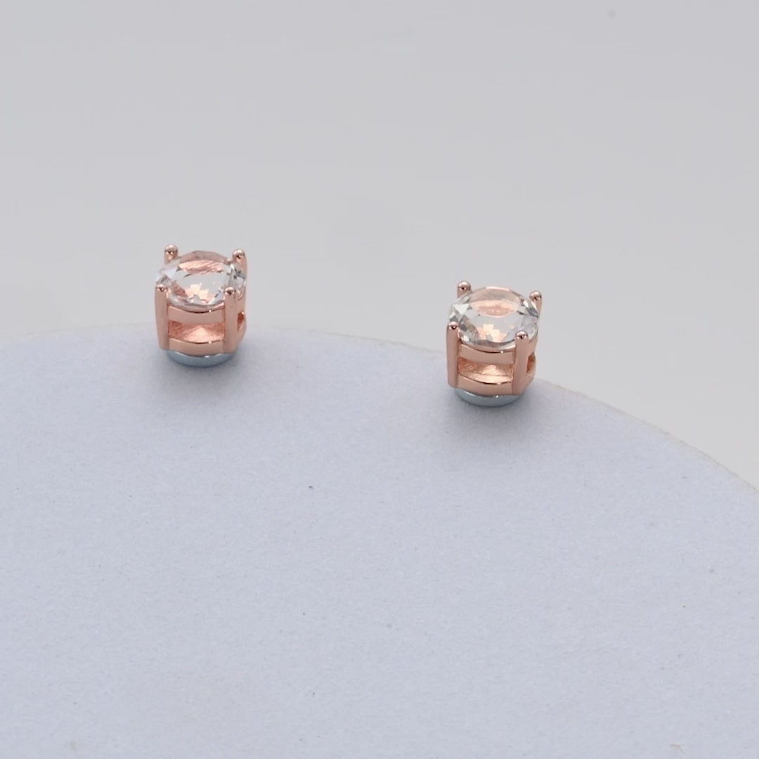 Rose Gold Plated Round Magnetic Clip On Stud Earrings Created with Zircondia® Crystals Video