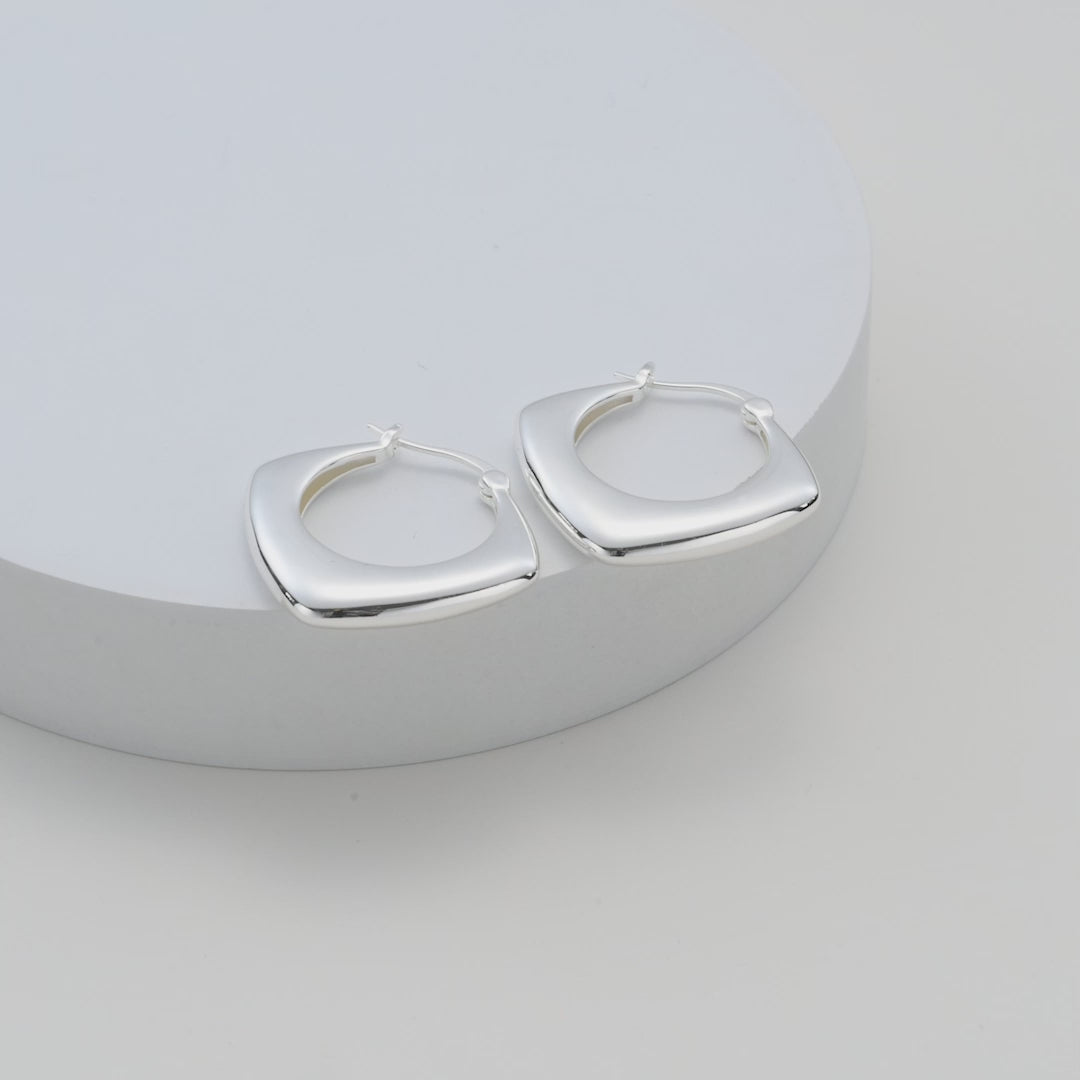 Silver Plated Chunky Hoop Earrings Video