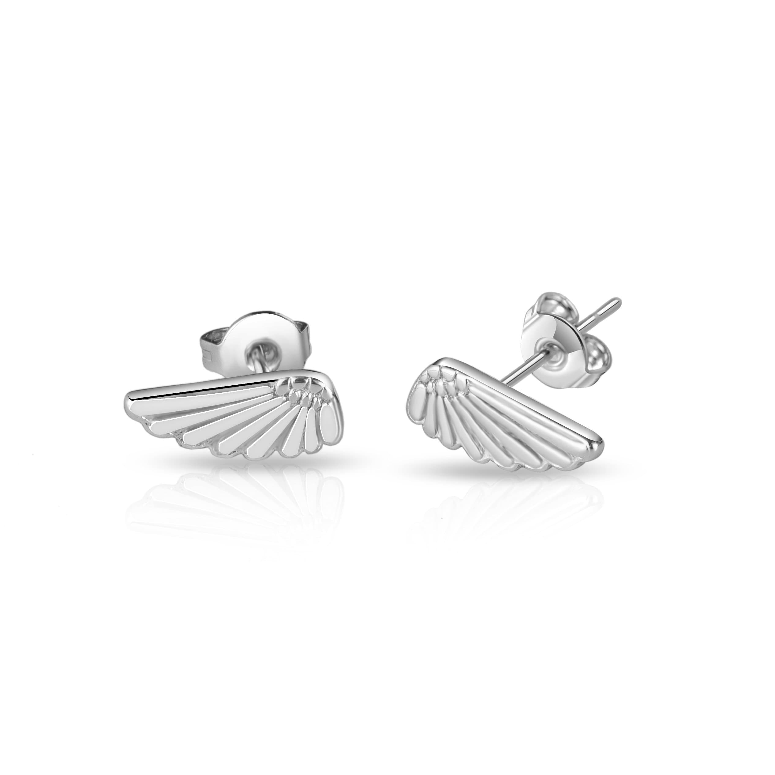 Silver Plated Angel Wing Earrings by Philip Jones Jewellery