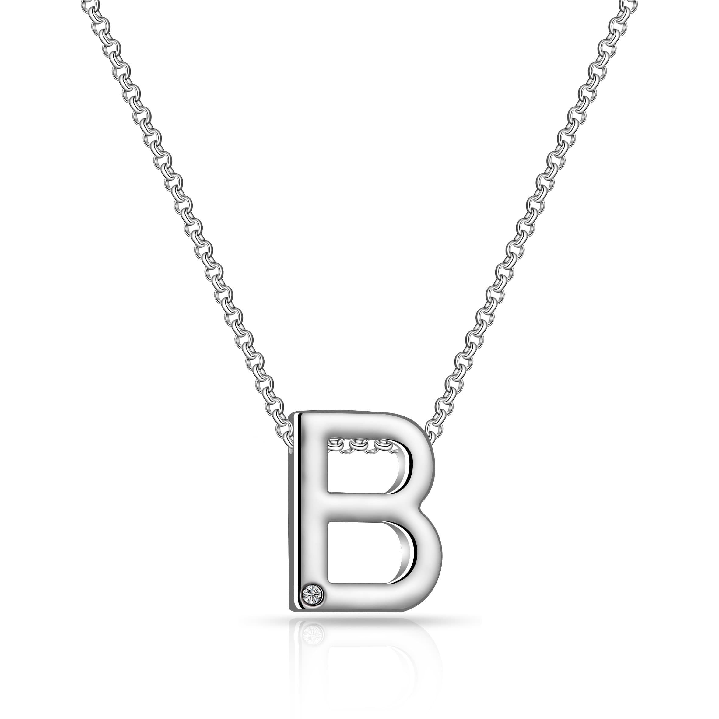 Initial Necklace Letter B Created with Zircondia® Crystals