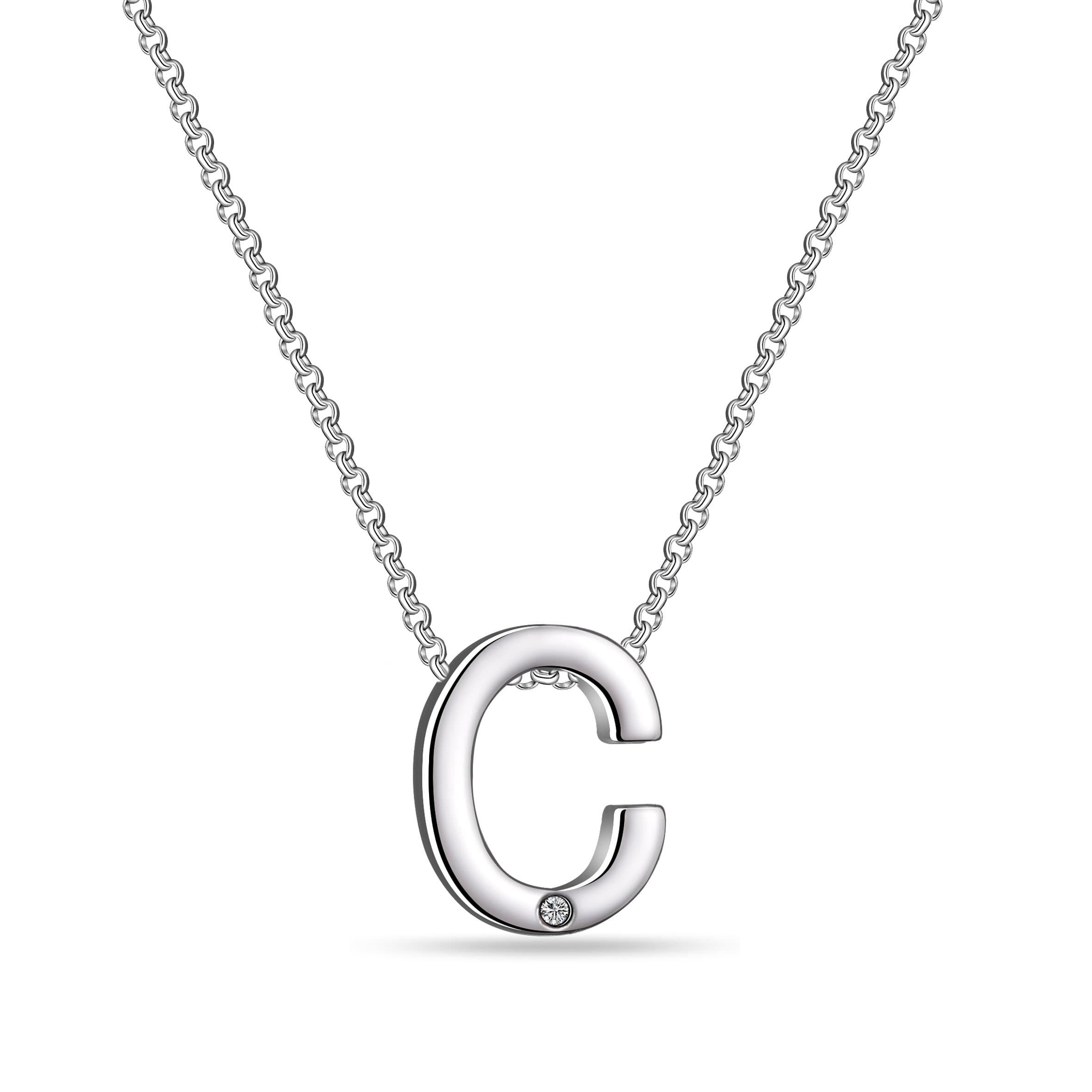 Initial Necklace Letter C Created with Zircondia® Crystals