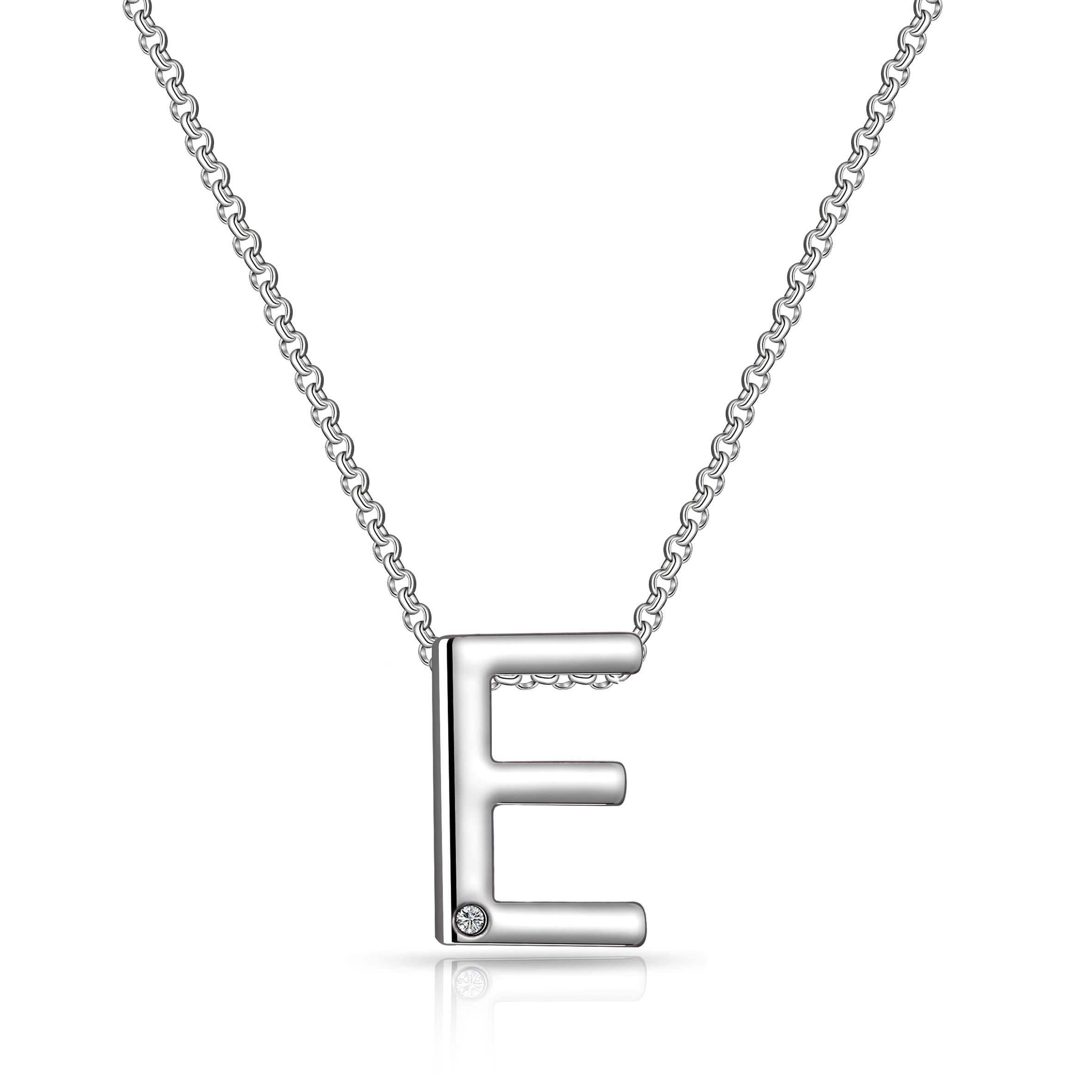 Initial Necklace Letter E Created with Zircondia® Crystals