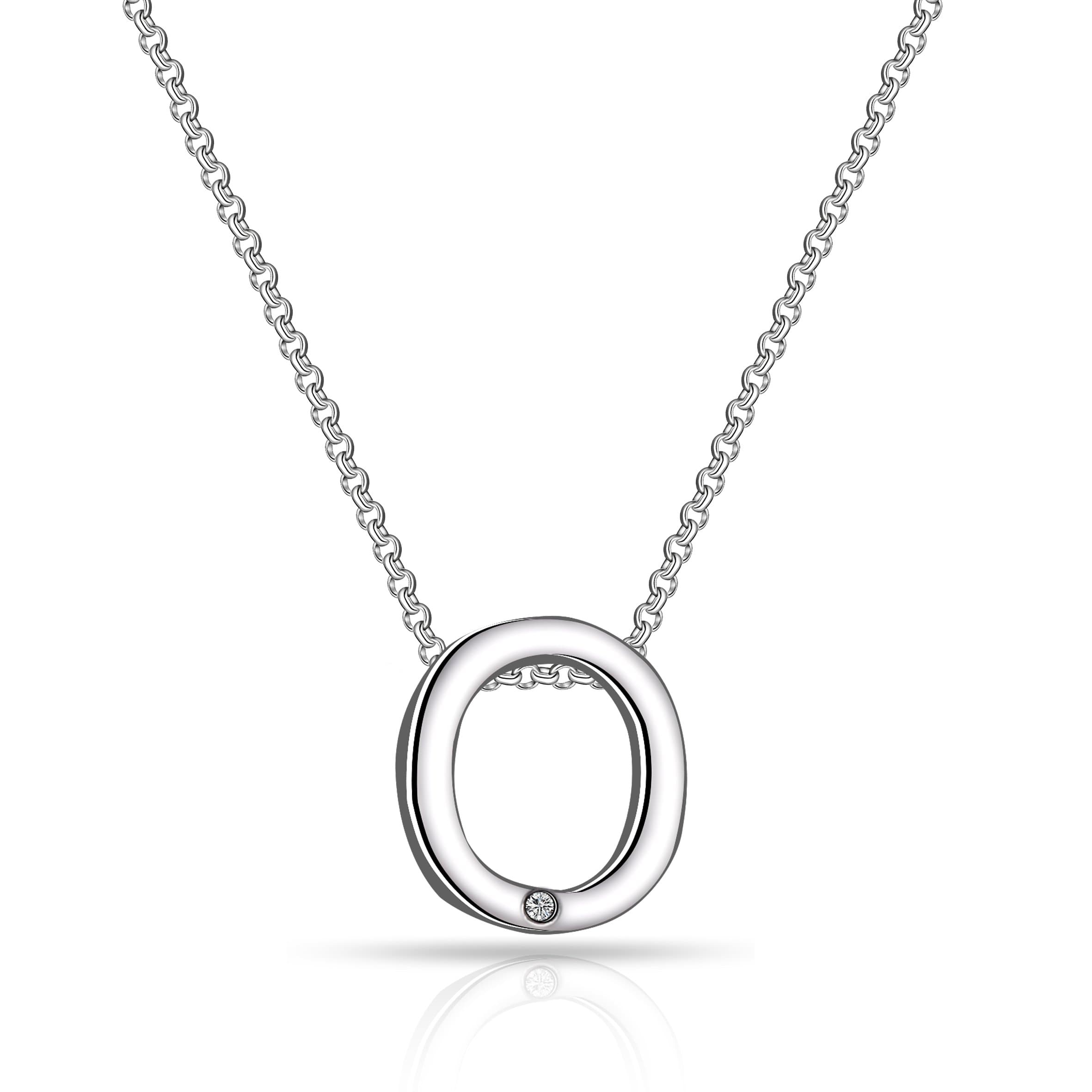 Initial Necklace Letter O Created with Zircondia® Crystals
