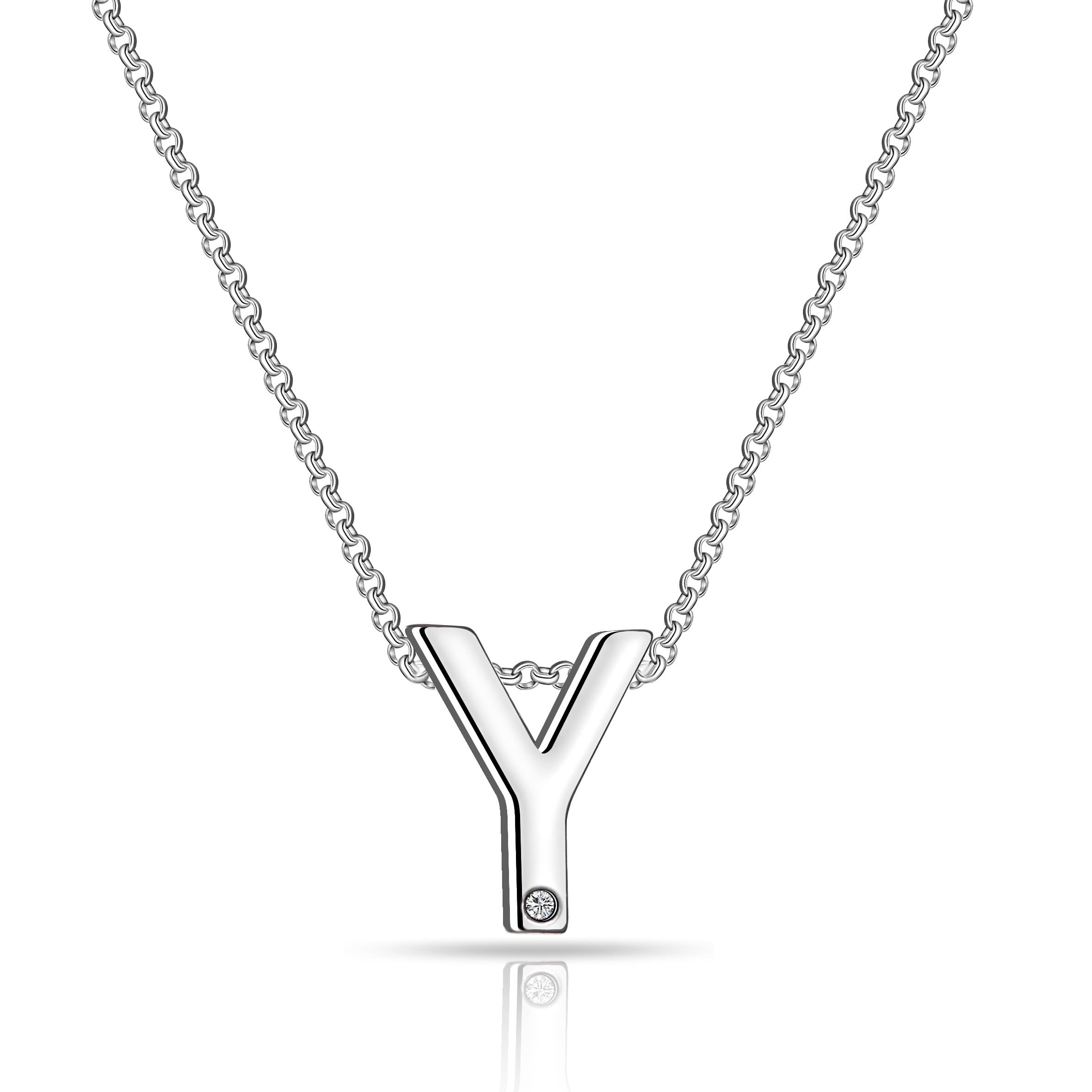 Initial Necklace Letter Y Created with Zircondia® Crystals