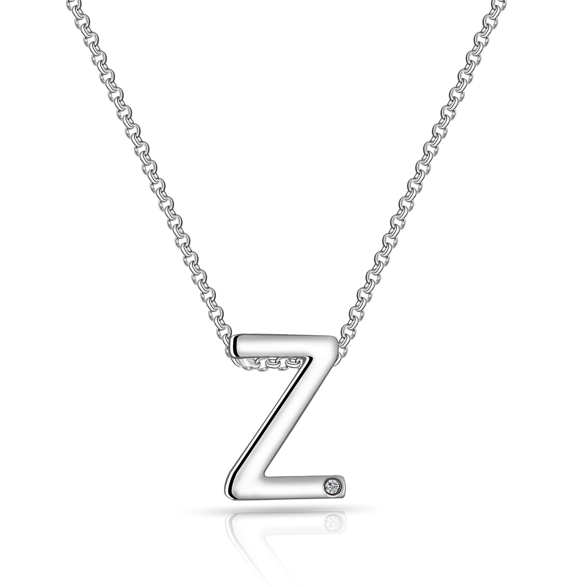 Initial Necklace Letter Z Created with Zircondia® Crystals