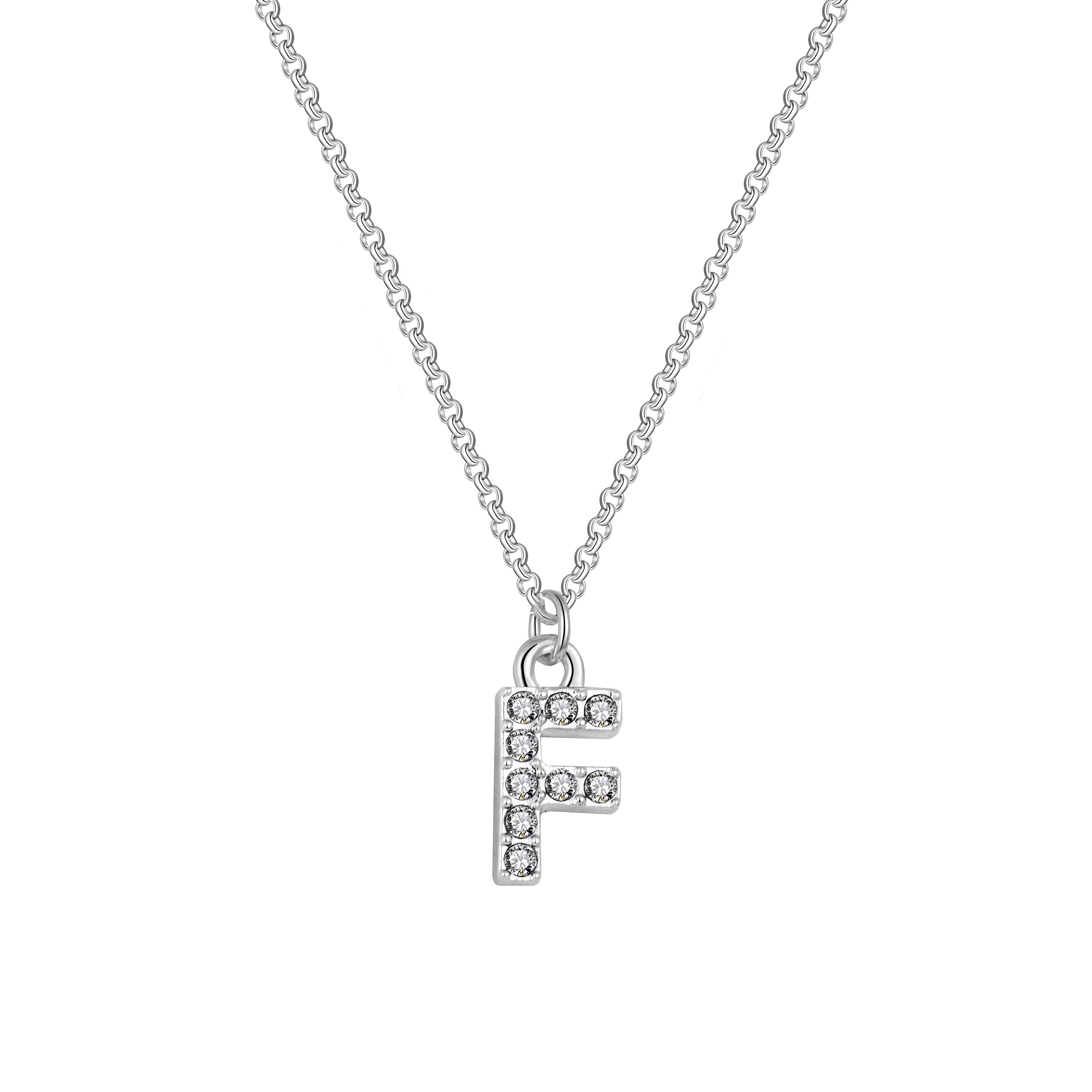Pave Initial Necklace Letter F Created with Zircondia® Crystals