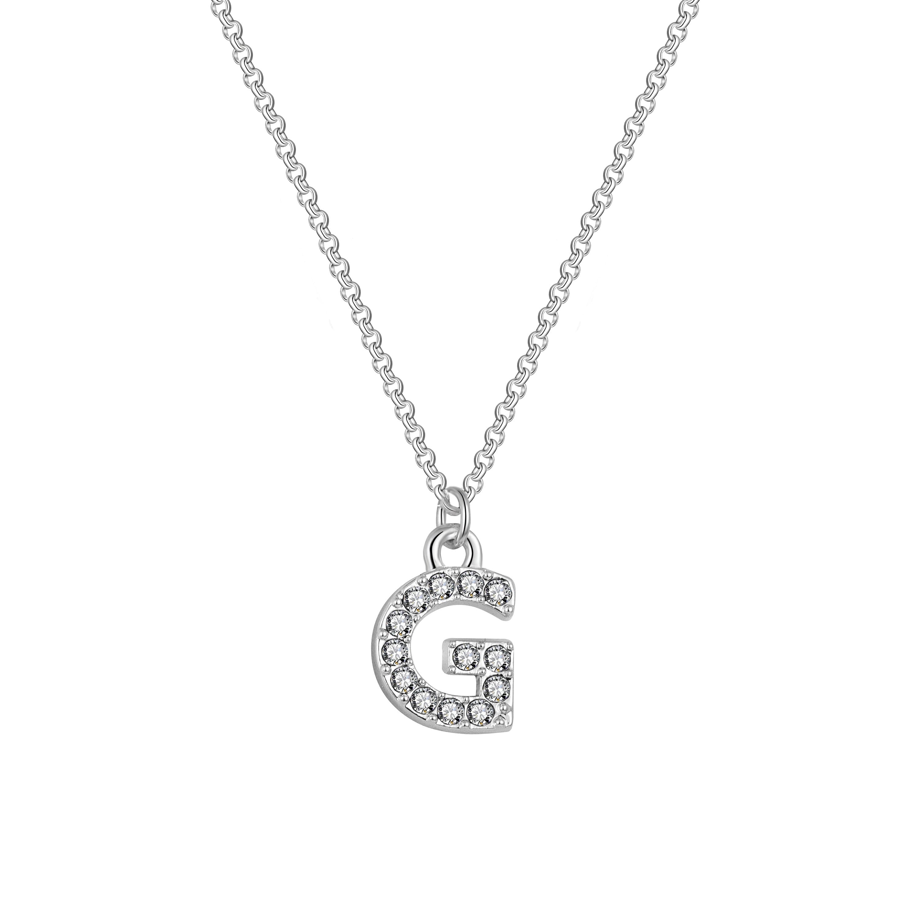 Pave Initial Necklace Letter G Created with Zircondia® Crystals