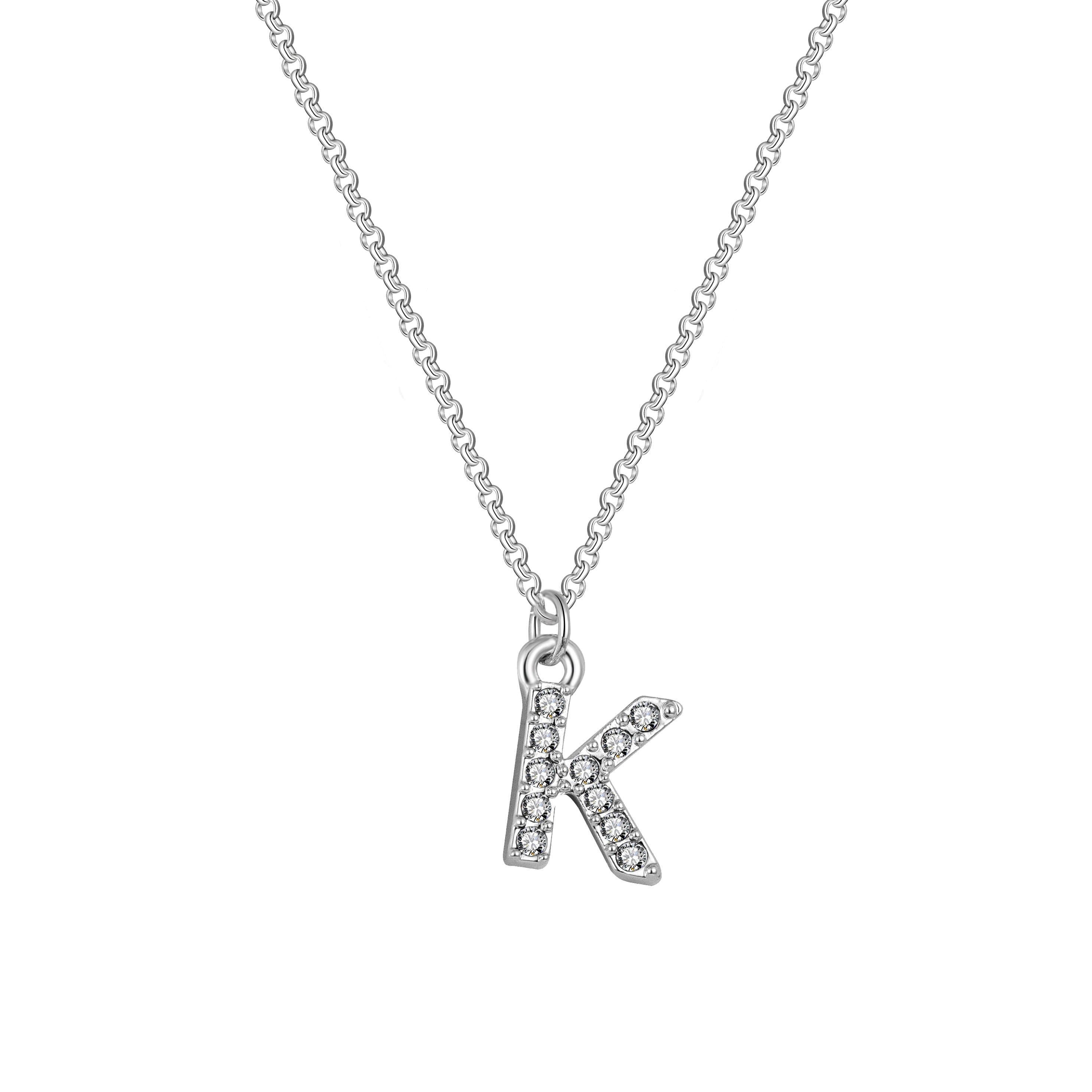 Pave Initial Necklace Letter K Created with Zircondia® Crystals