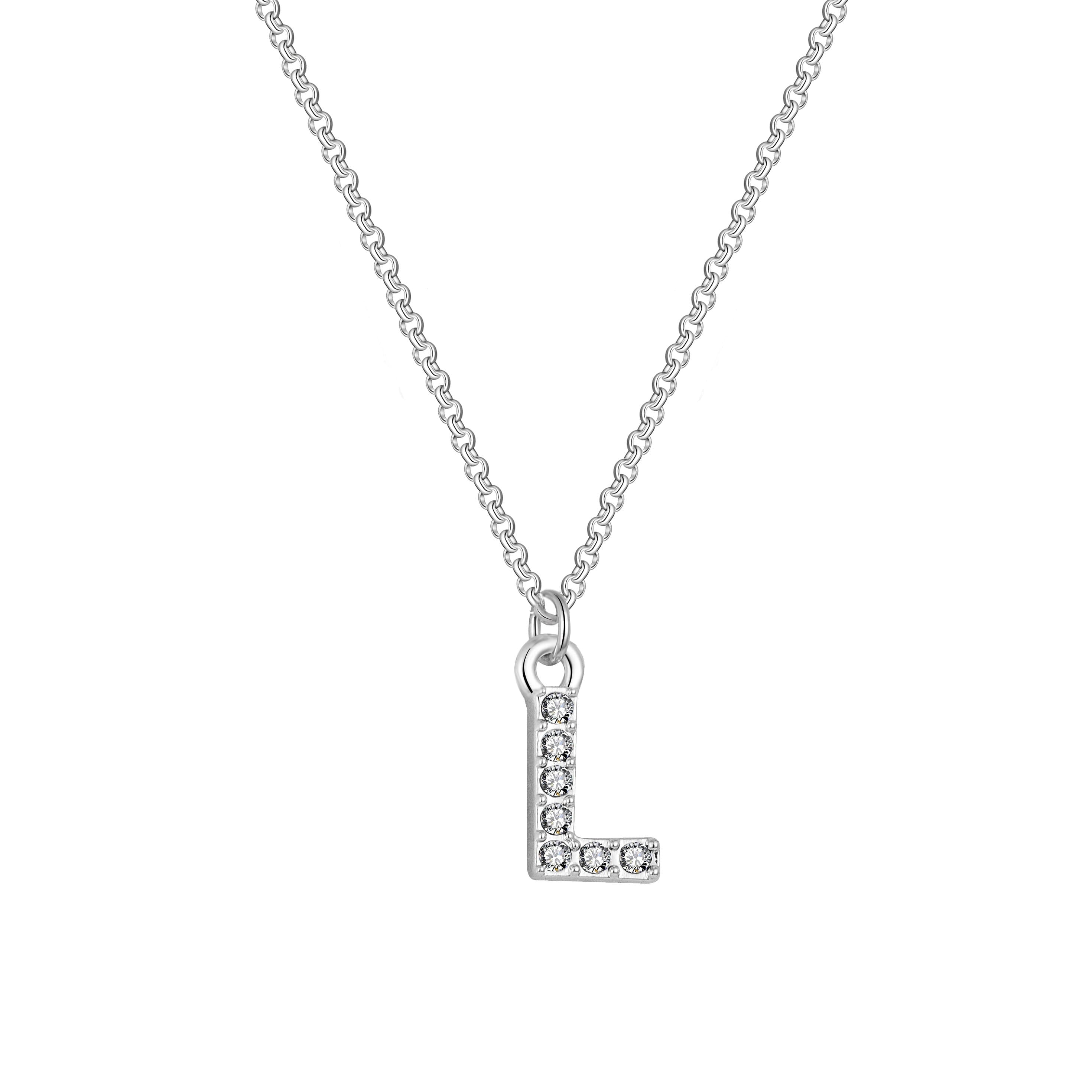 Pave Initial Necklace Letter L Created with Zircondia® Crystals