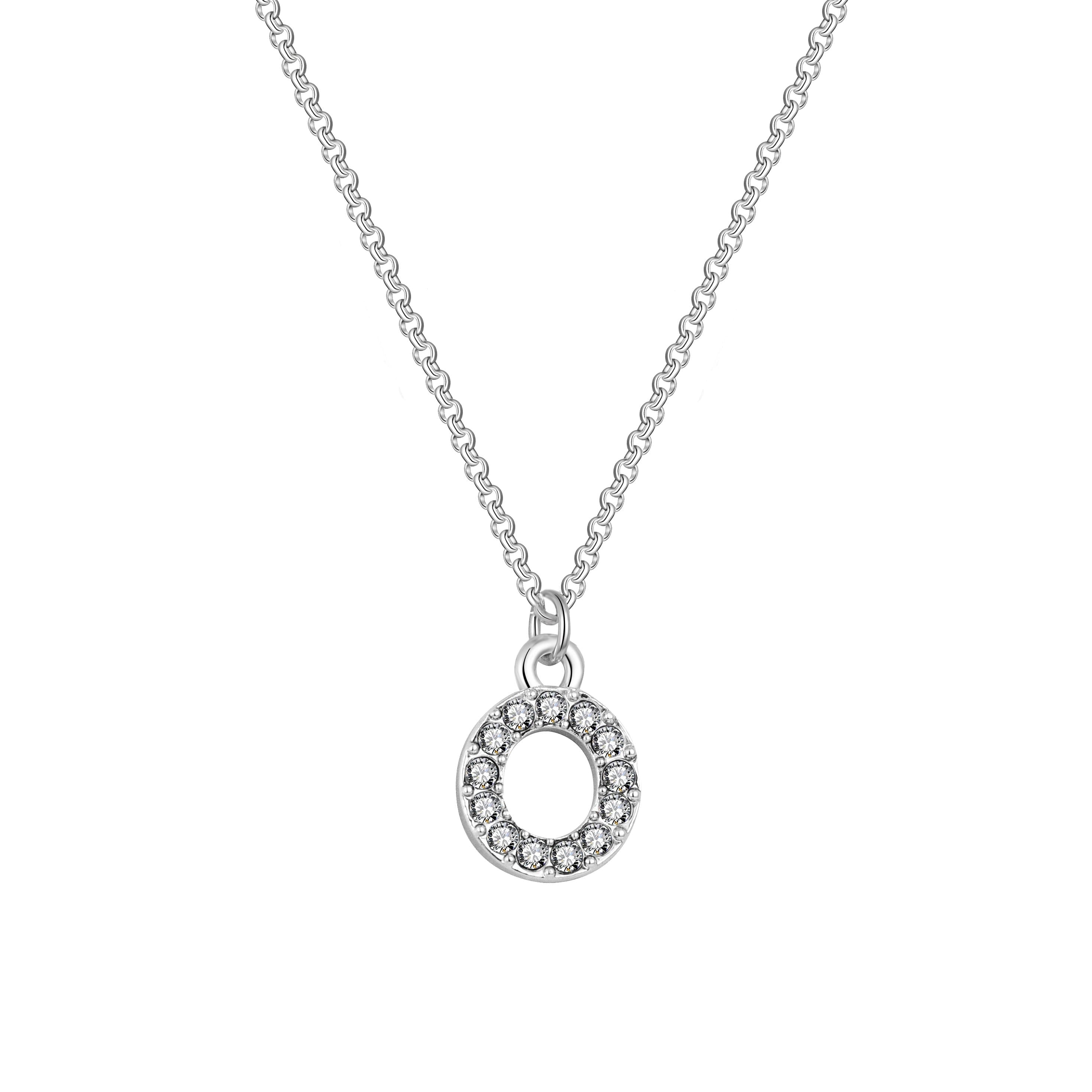 Pave Initial Necklace Letter O Created with Zircondia® Crystals