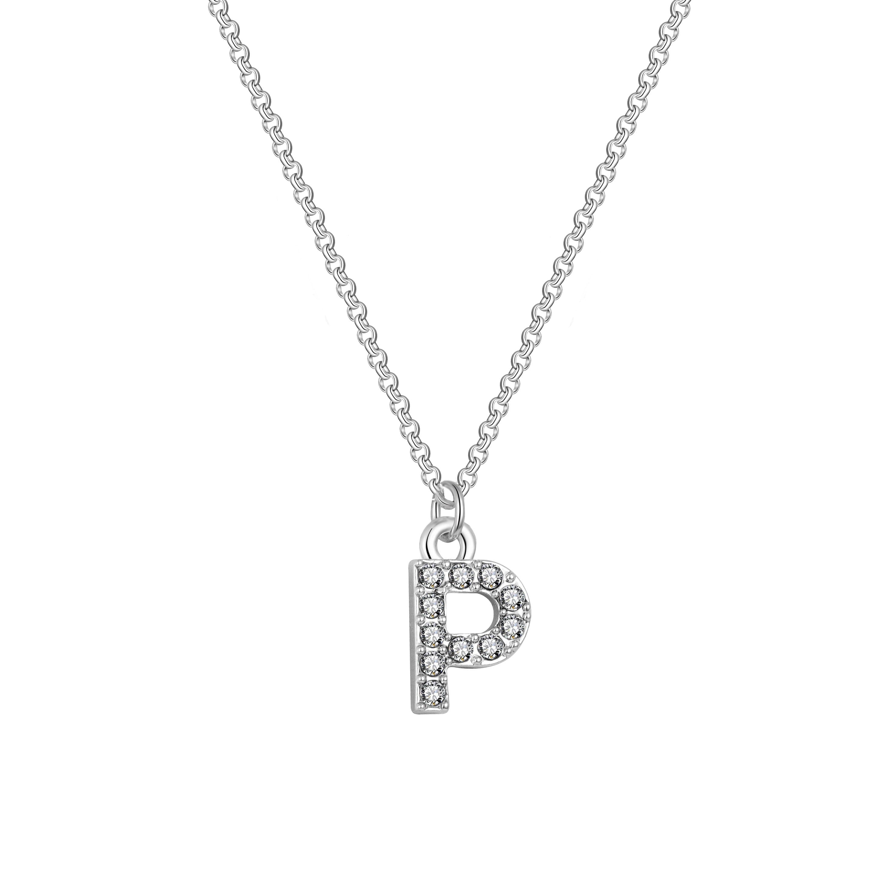 Pave Initial Necklace Letter P Created with Zircondia® Crystals