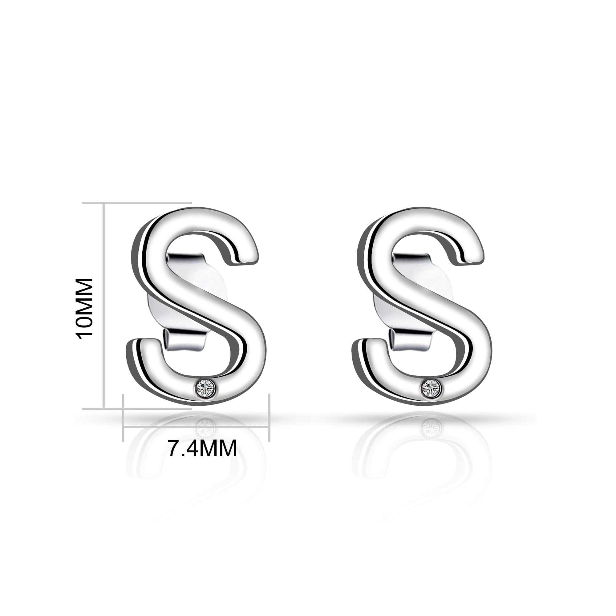 Initial Earrings Letter S Created with Zircondia® Crystals