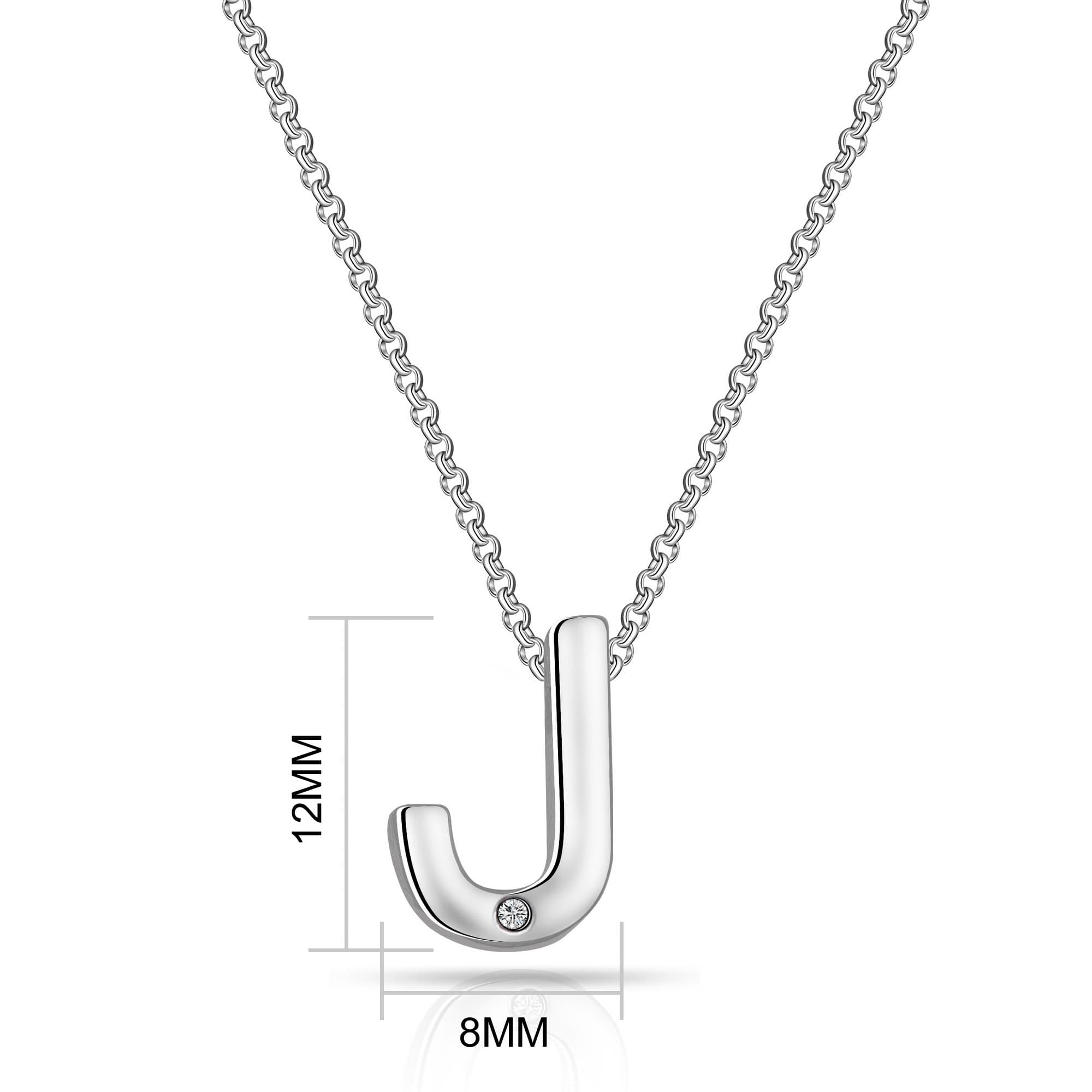 Initial Necklace Letter J Created with Zircondia® Crystals