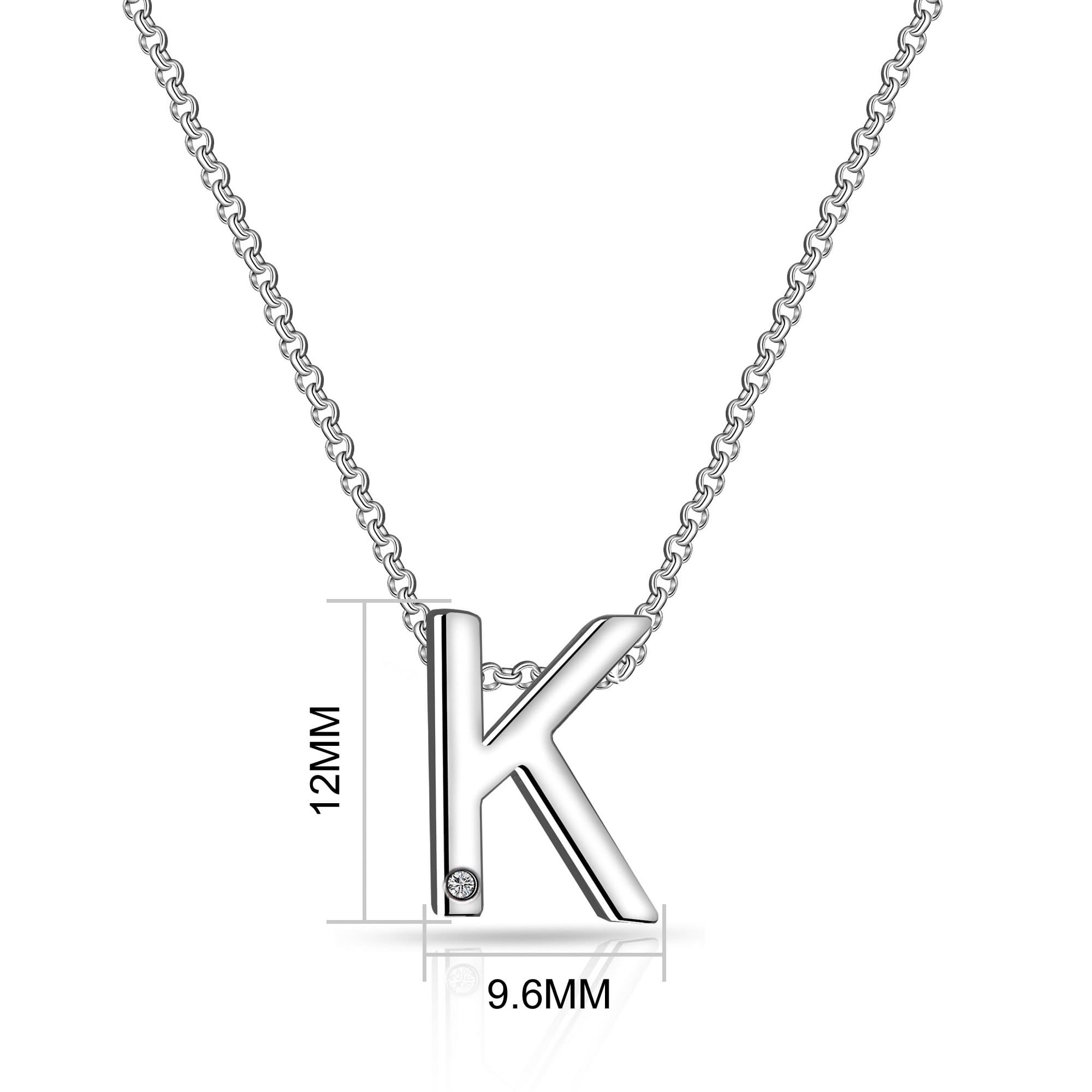 Initial Necklace Letter K Created with Zircondia® Crystals