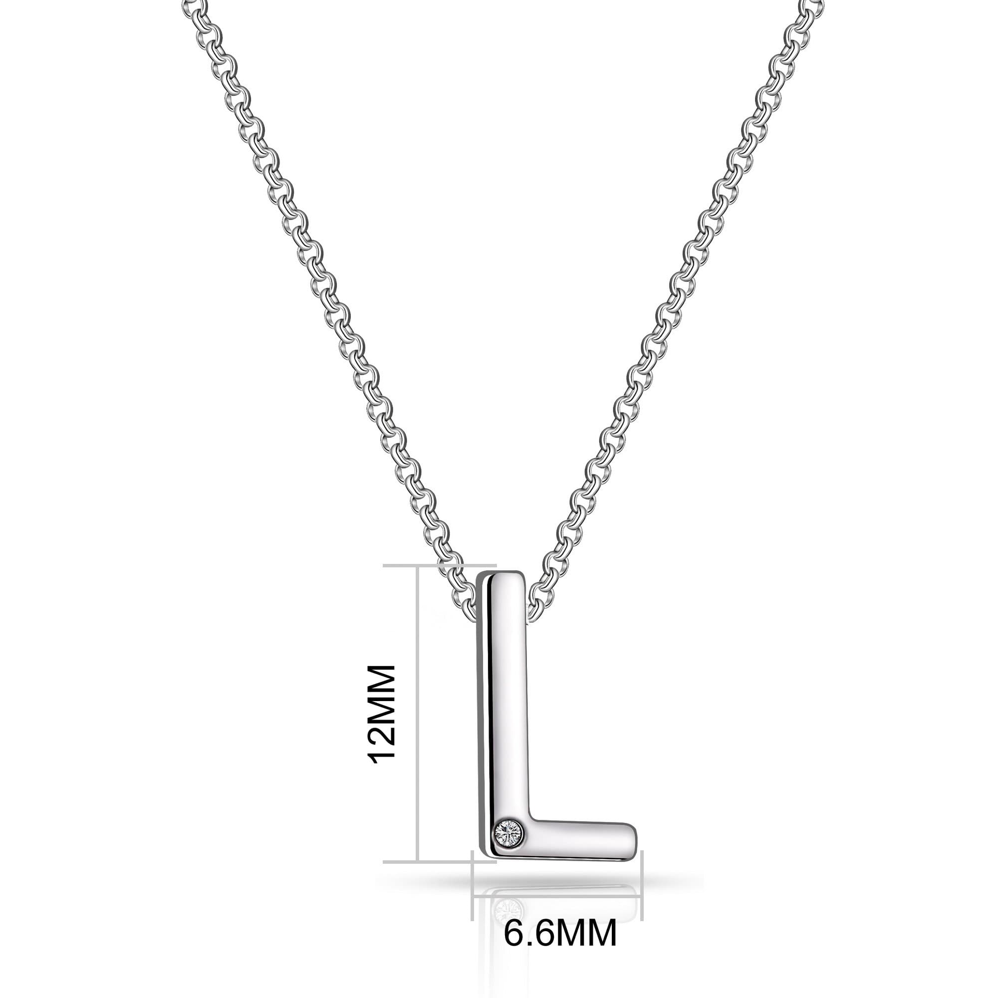 Initial Necklace Letter L Created with Zircondia® Crystals