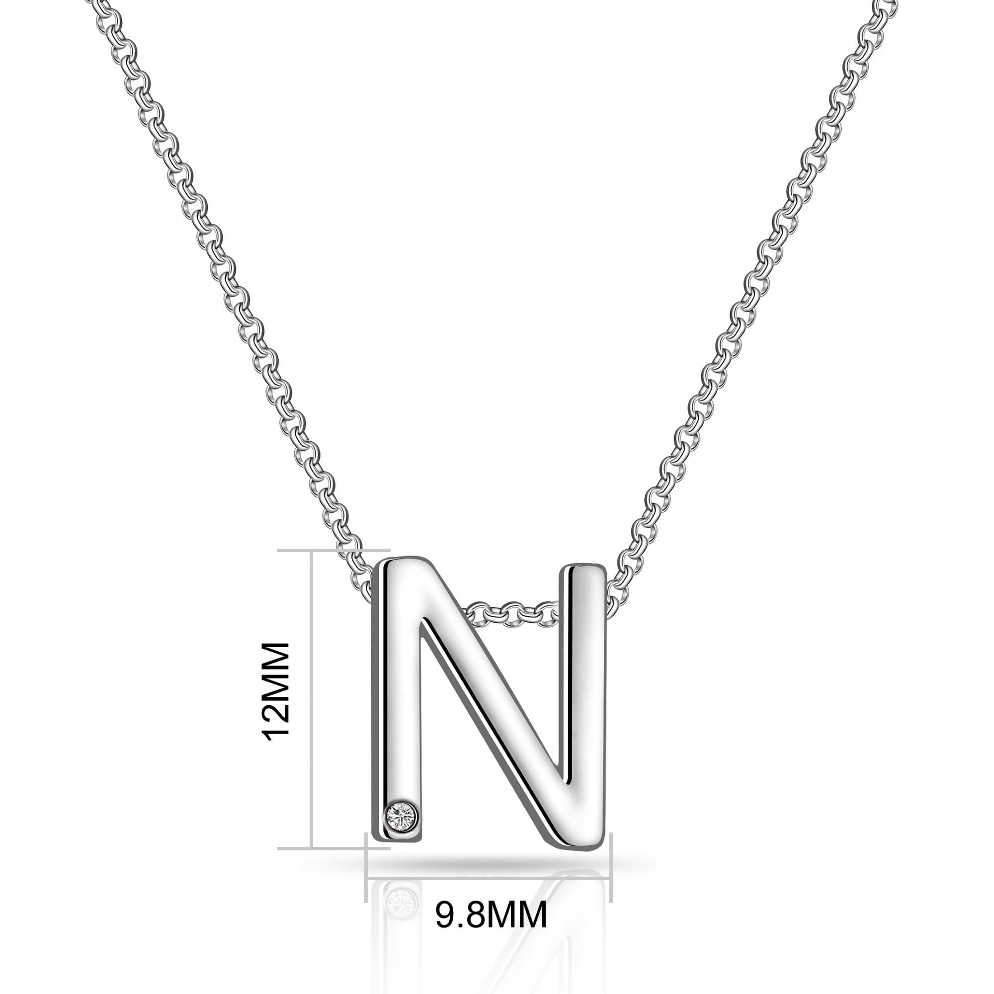 Initial Necklace Letter N Created with Zircondia® Crystals
