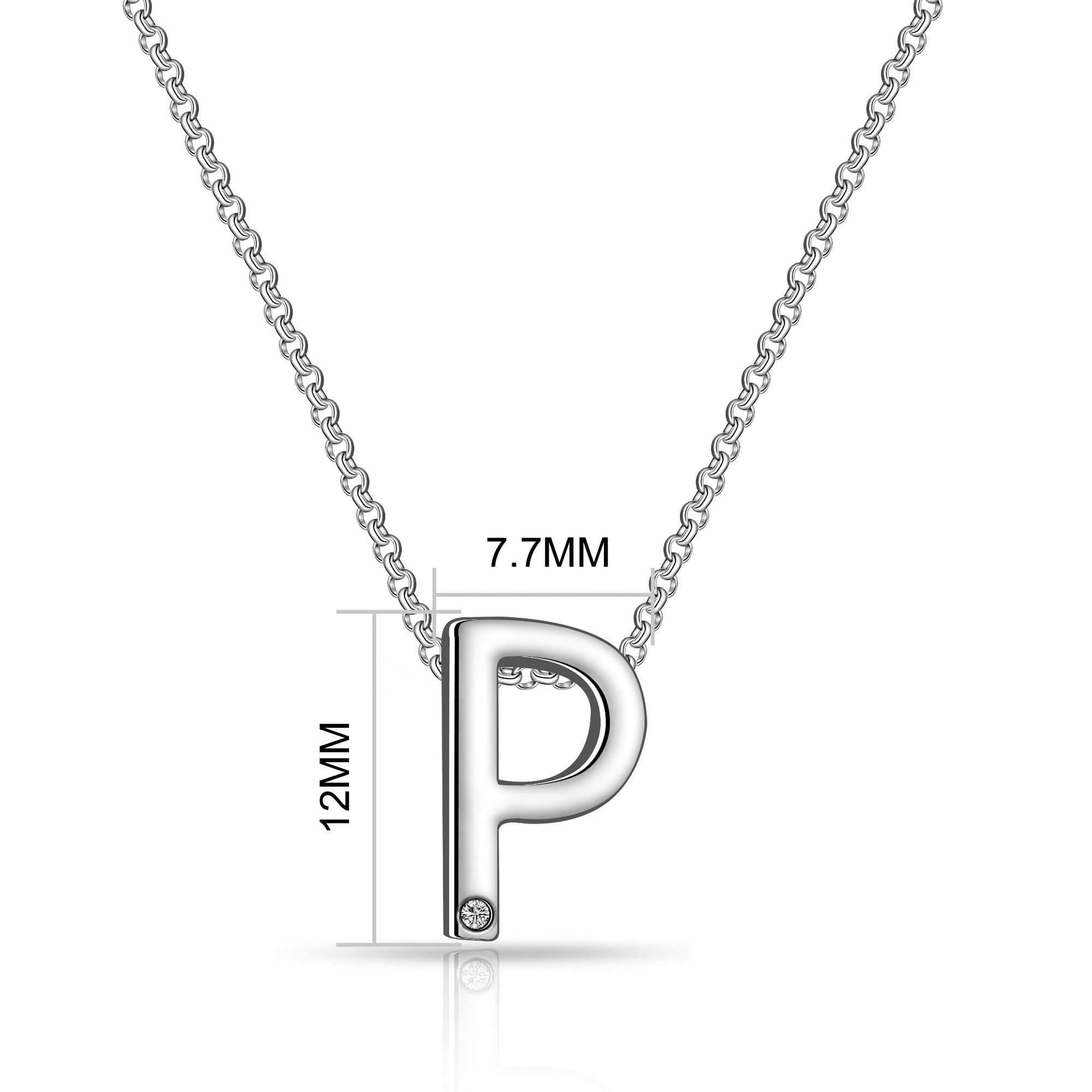 Initial Necklace Letter P Created with Zircondia® Crystals