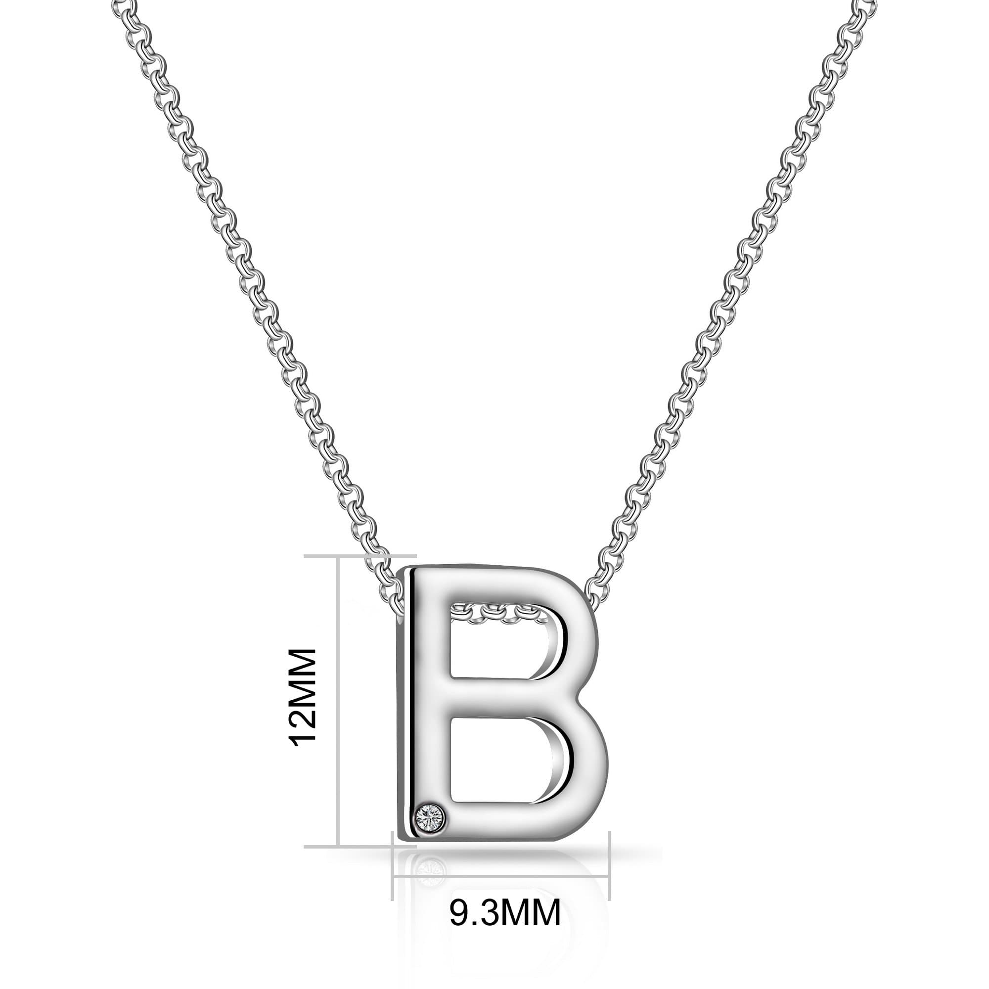 Initial Necklace Letter B Created with Zircondia® Crystals