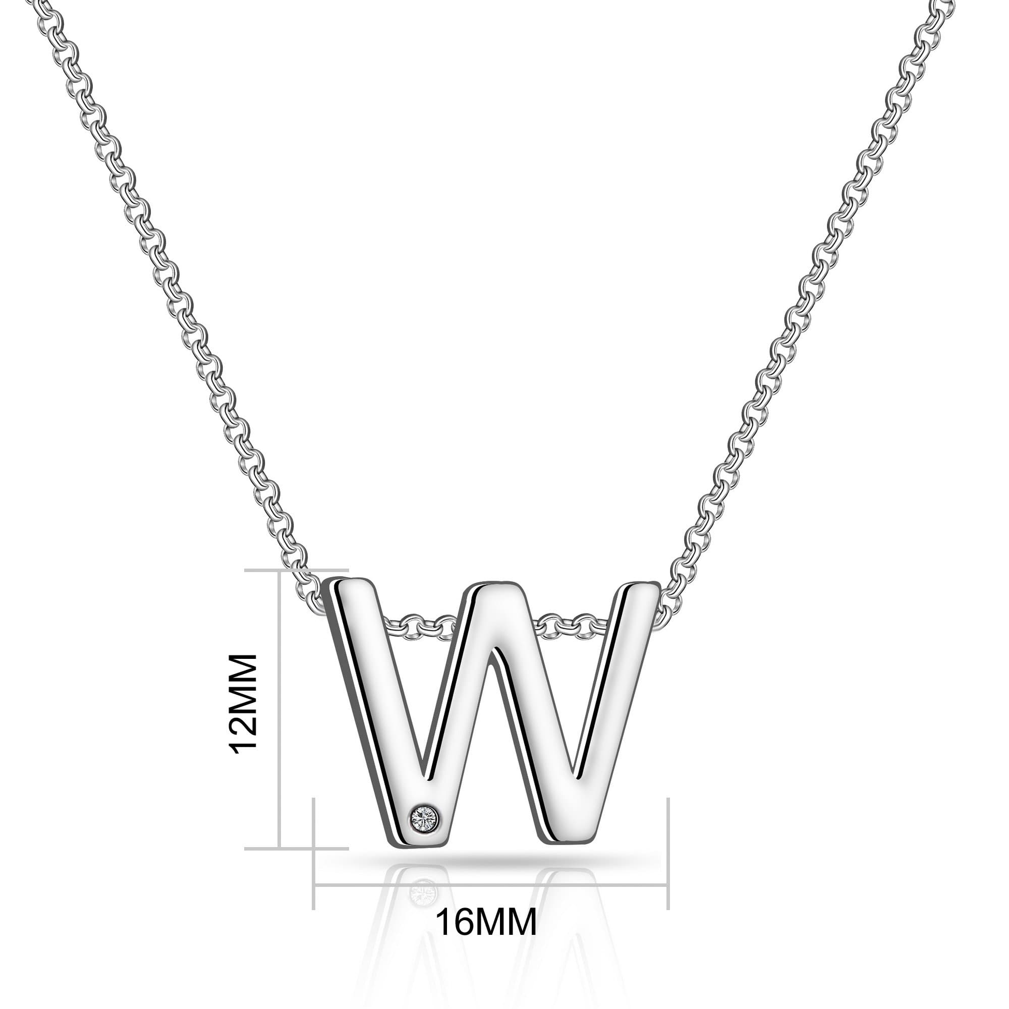 Initial Necklace Letter W Created with Zircondia® Crystals