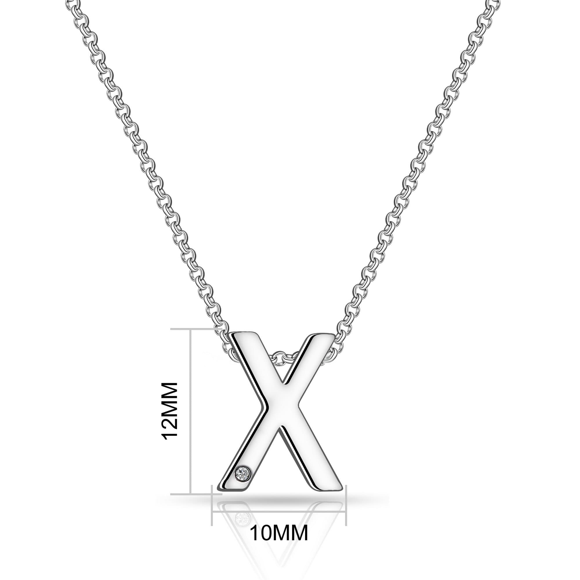 Initial Necklace Letter X Created with Zircondia® Crystals