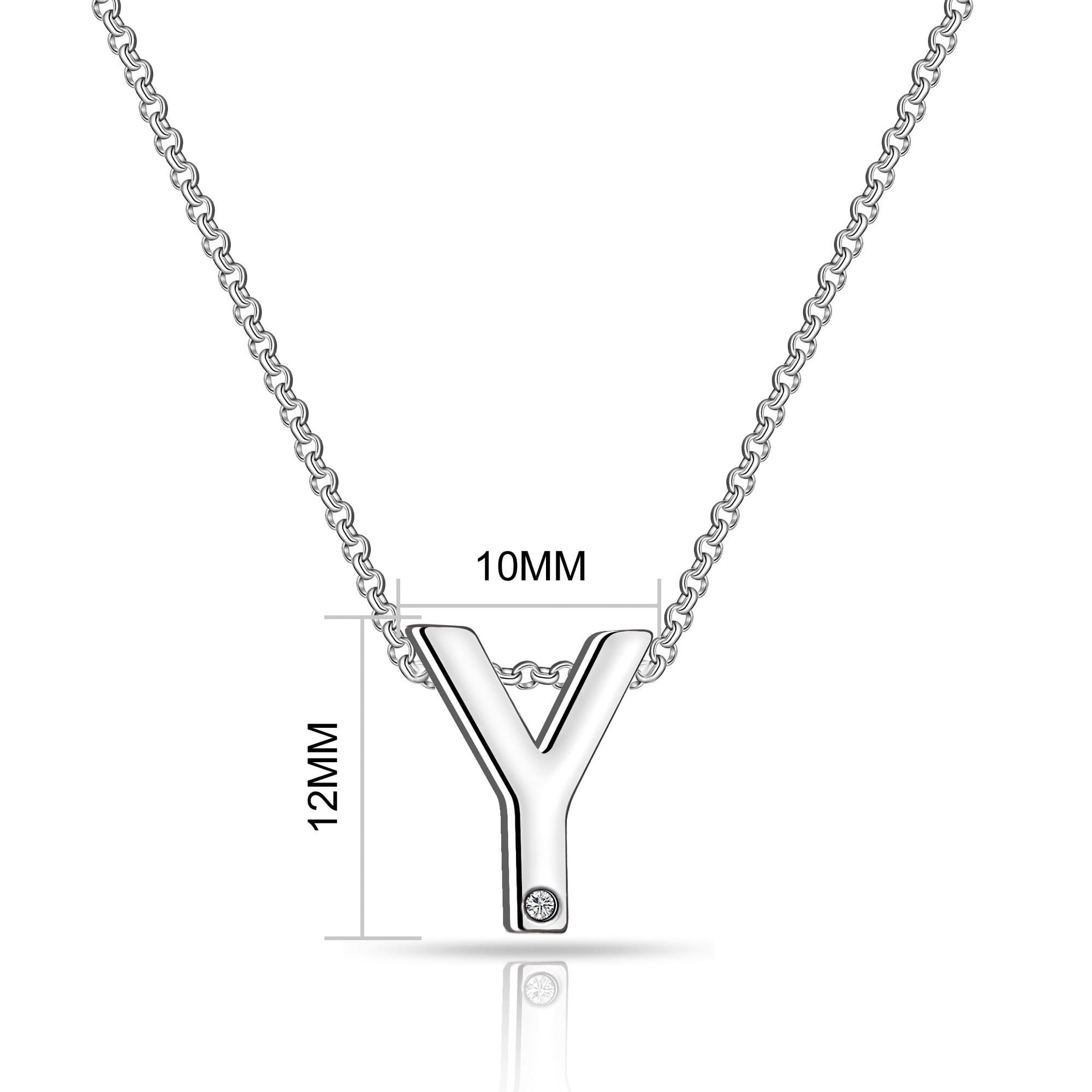Initial Necklace Letter Y Created with Zircondia® Crystals