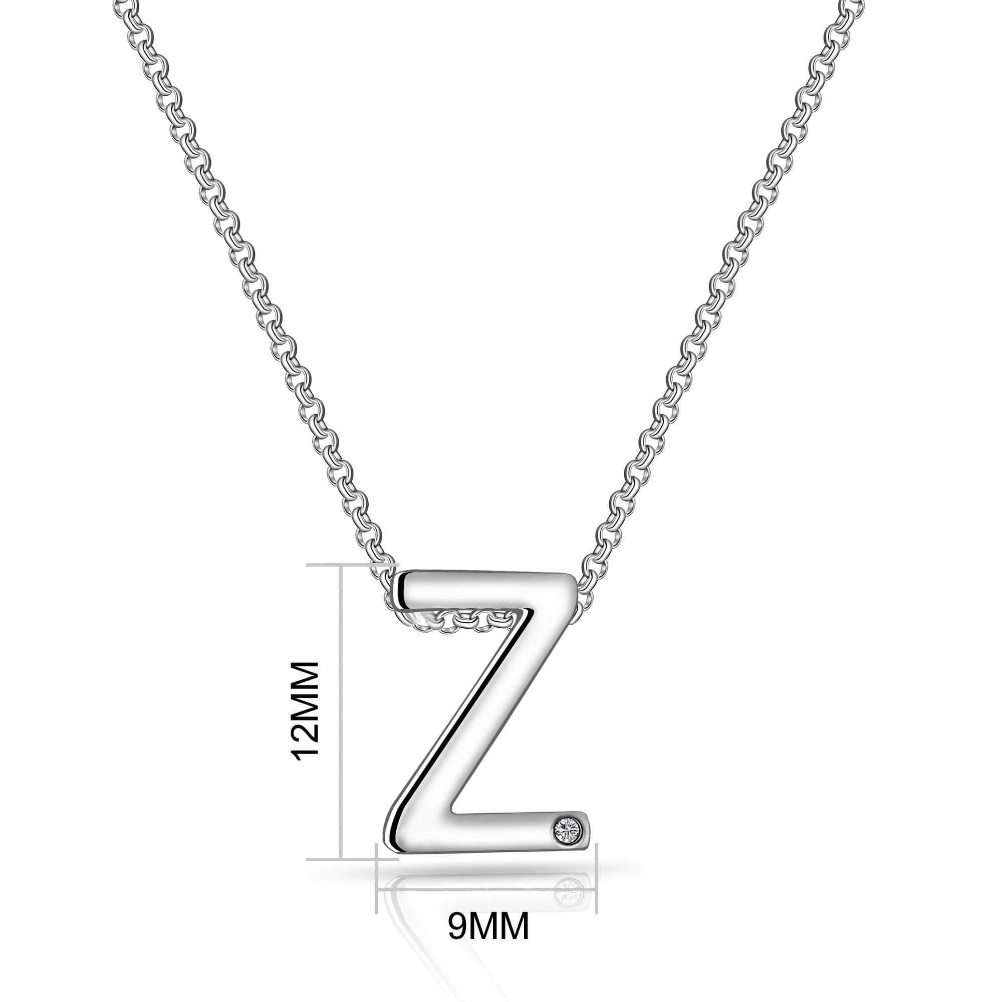 Initial Necklace Letter Z Created with Zircondia® Crystals